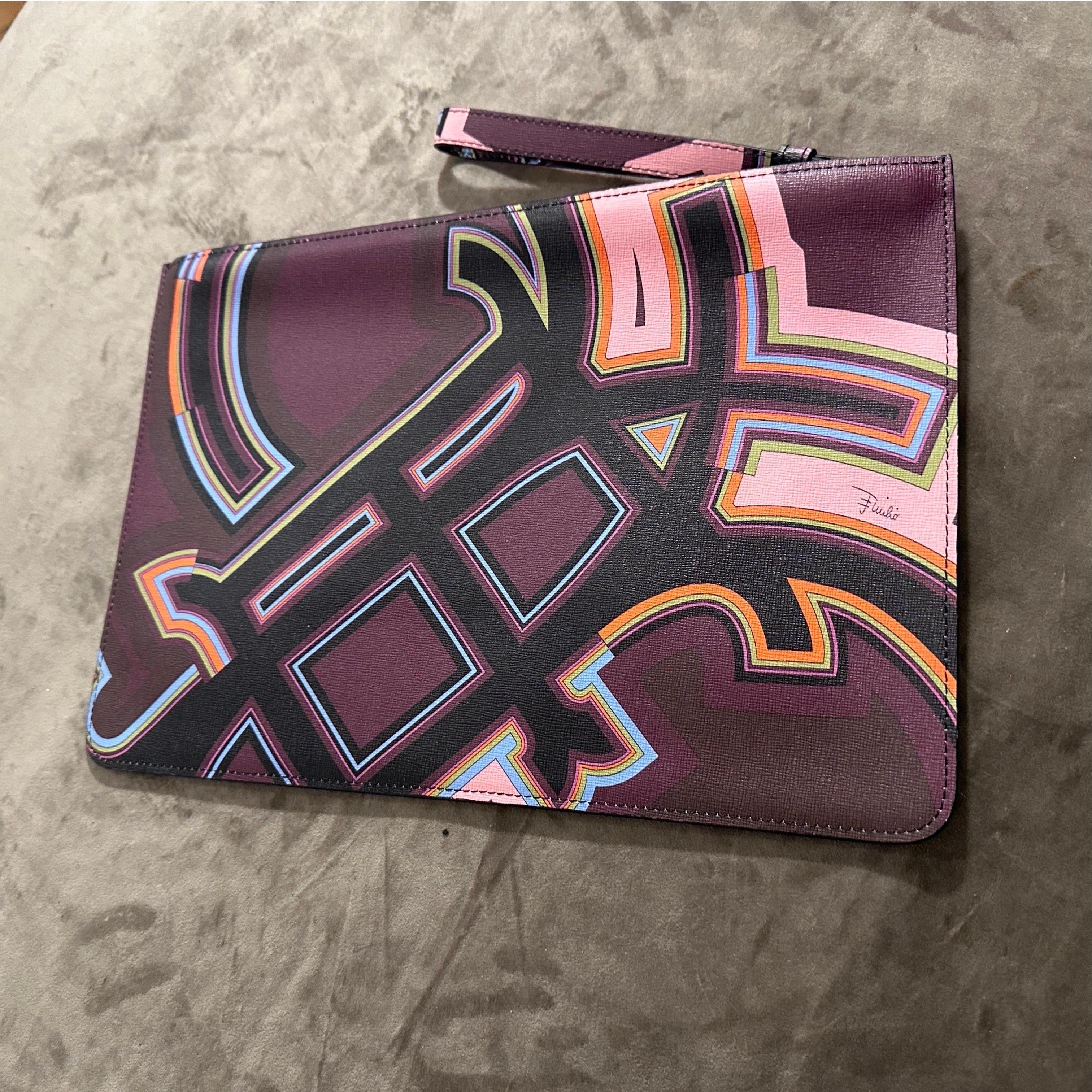 Black 21st Century Multicolored Geometric Pochette by Emilio Pucci For Sale