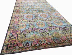 21st Century Multicolored Sari Silk Rug