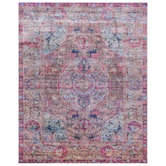 21st Century Multicolored Sari Silk Rug