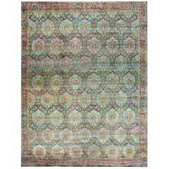 21st Century Multicolored Sari Silk Rug