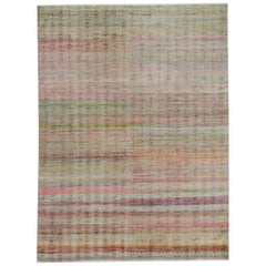 21st Century Multicolored Sari Silk Rug