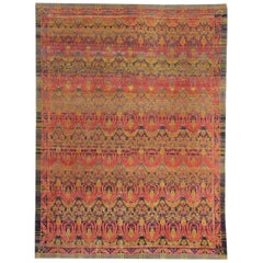 21st Century Multicolored Sari Silk Rug in Cuenca Design