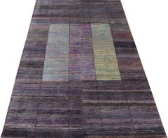 21st Century Multicolored Sari Silk Rug in Modern Design