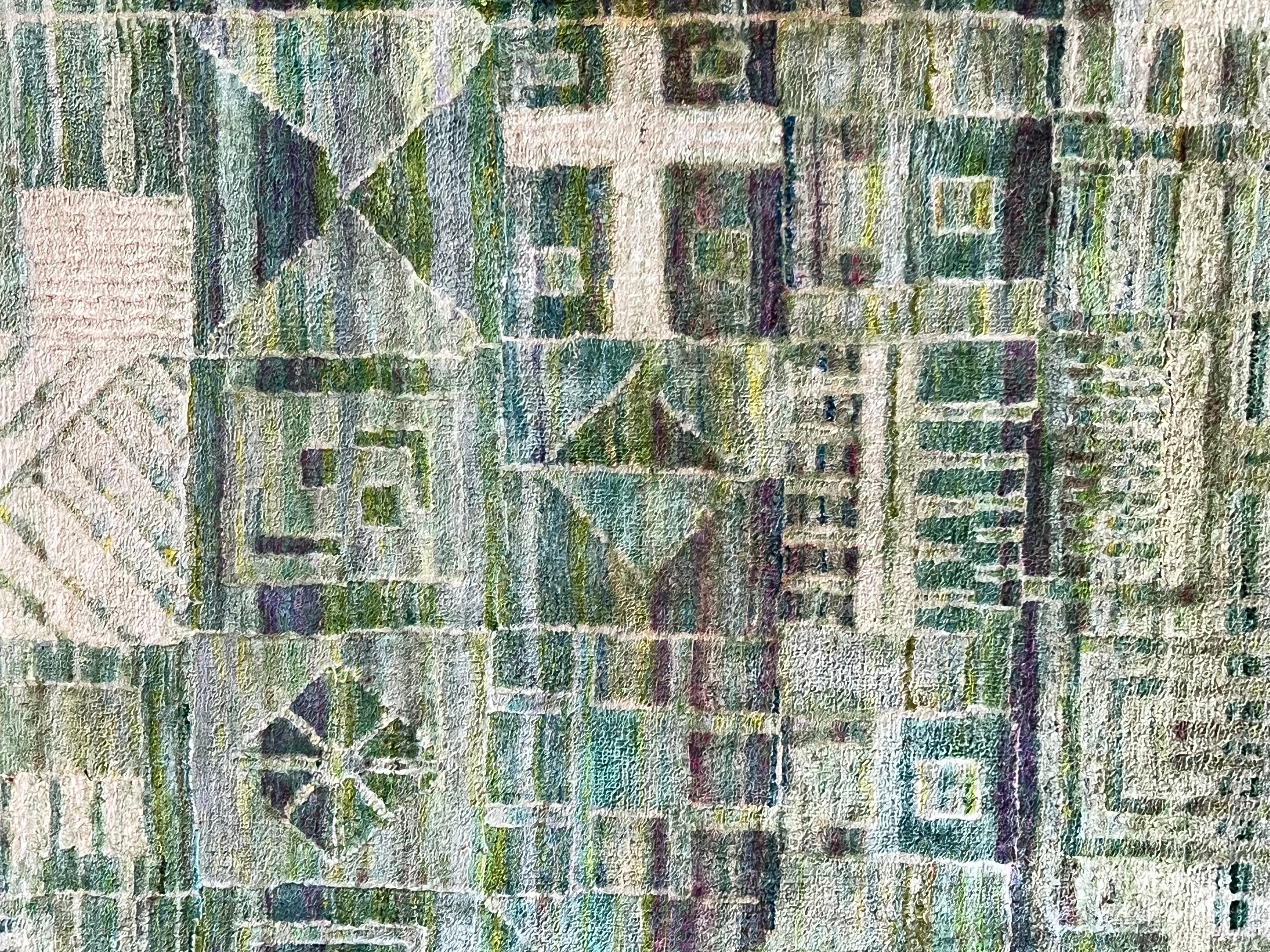 Contemporary 21st Century Multicolour Green Blue White Silk Hadnmade Indian Rug, Ca 2021 For Sale