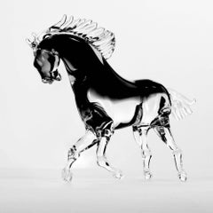 21st Century Murano Glass Horse. Grey and transparent. Murano Blown Glass