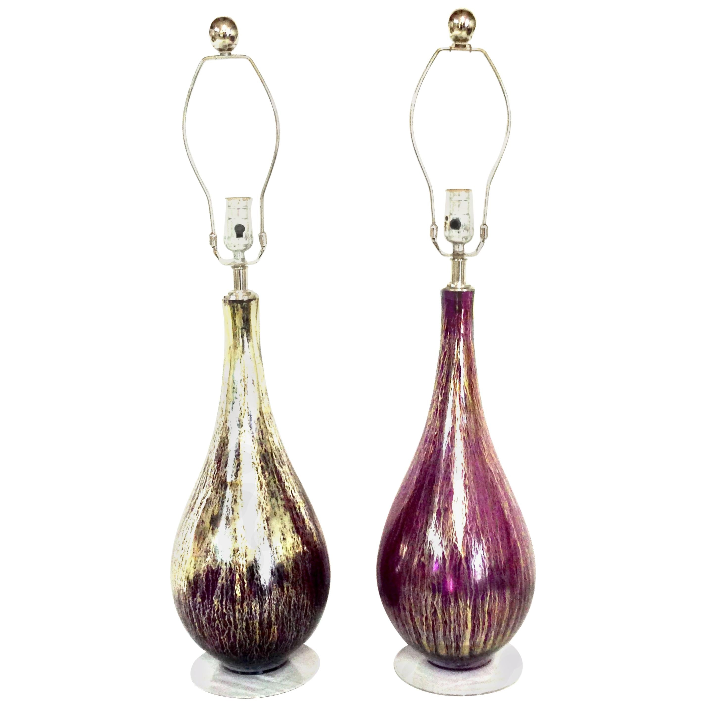 21st Century Murano Style Pair of Glass $  22-Karat Gold Infused Table Lamps For Sale