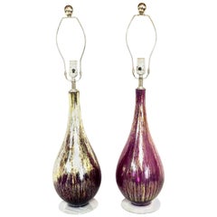 21st Century Murano Style Pair of Glass $  22-Karat Gold Infused Table Lamps