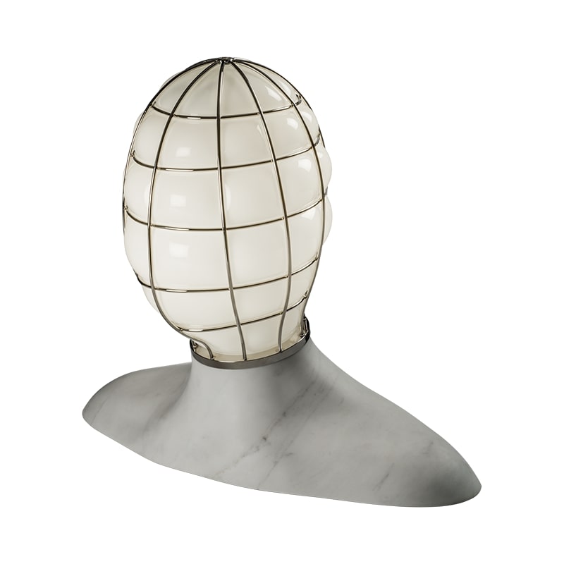 Muse-Glas-Skulptur-Tischlampe aus dem 21. Jahrhundert in Milchweiß von Fabio Novembre