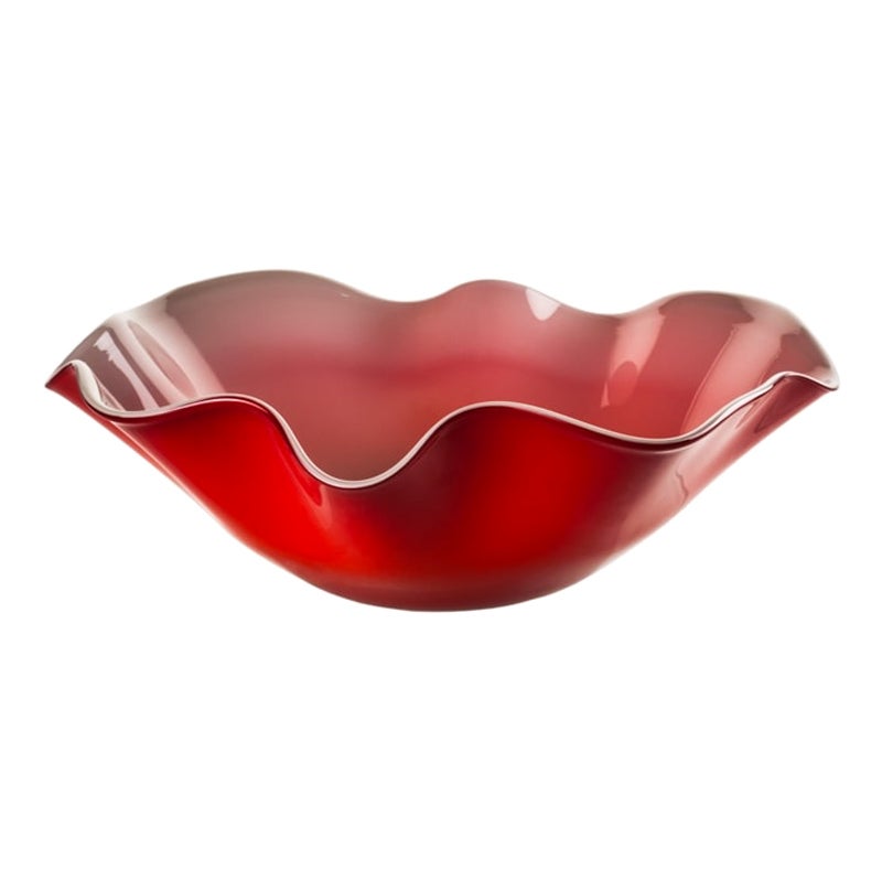 Ciotola di vetro piccola Narciso del 21° secolo in grigio/rosso di Venini