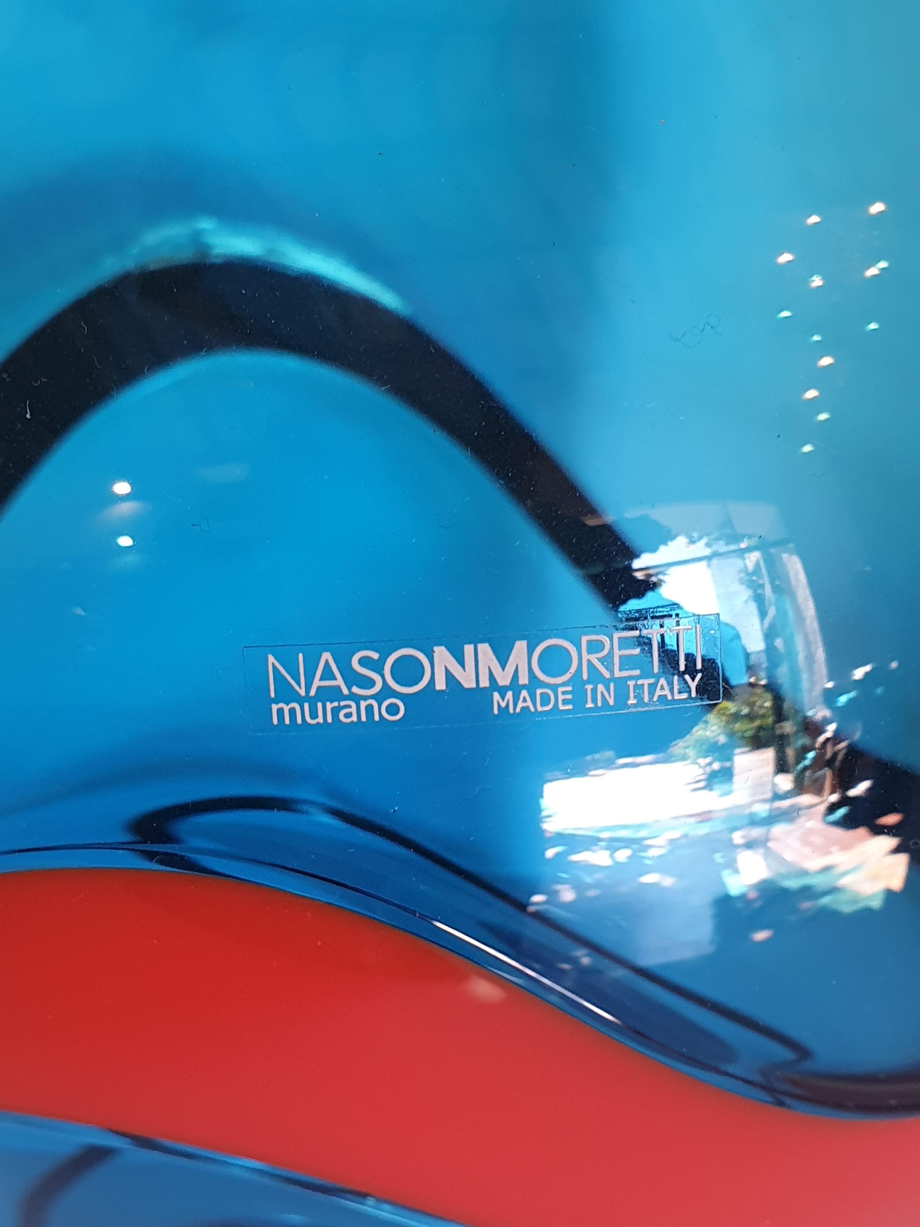 In coral and aquamarine colors.
NasonMoretti, born in 1923, creates its products in a limited number, adressind those who are not easily pleased, those who love and search for value and elegance in everyday gestures and objects.
Each piece