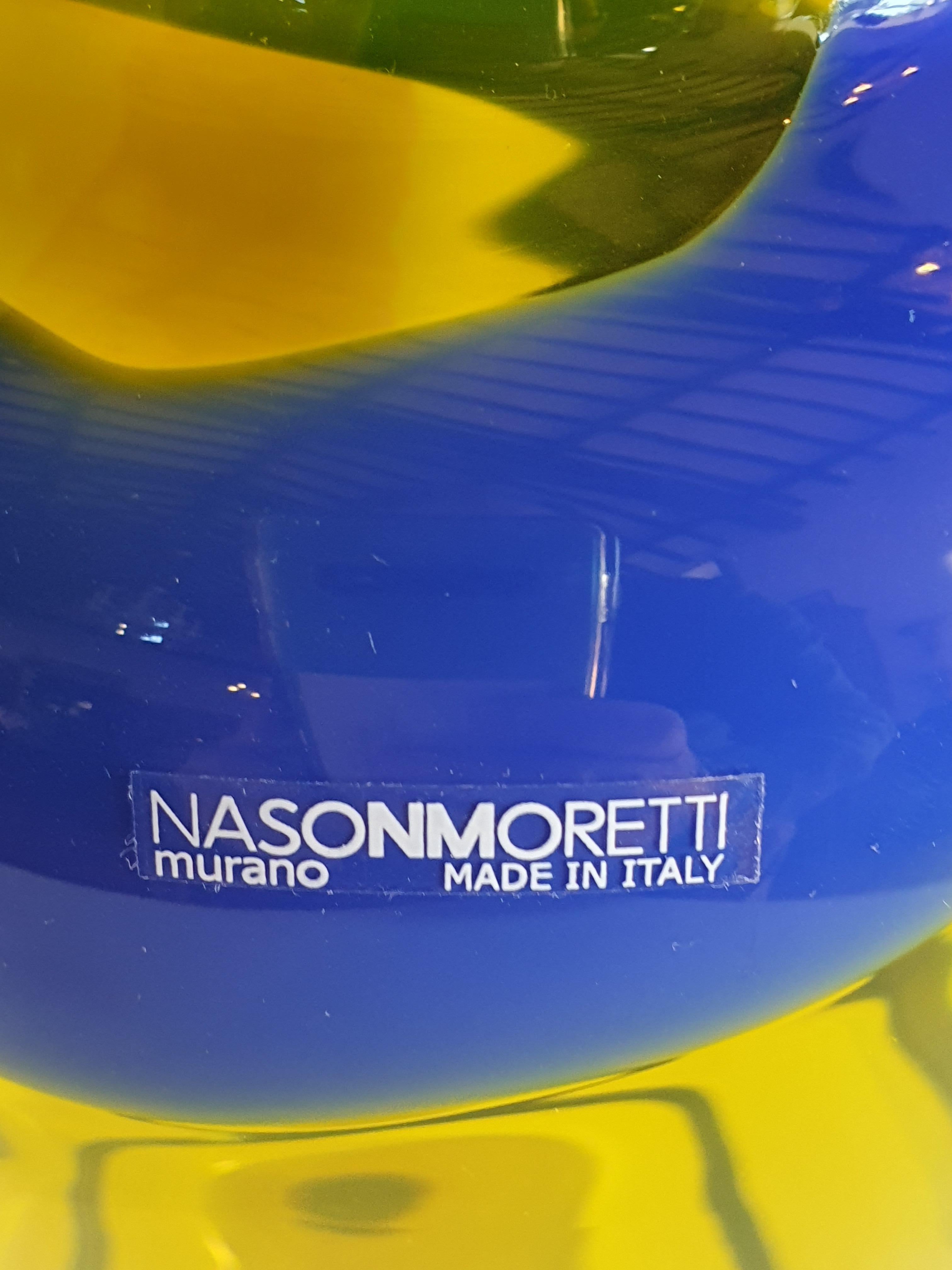 In blue and yellow colors.
NasonMoretti, born in 1923, creates its products in a limited number, adressind those who are not easily pleased, those who love and search for value and elegance in everyday gestures and objects.
Each piece contains the