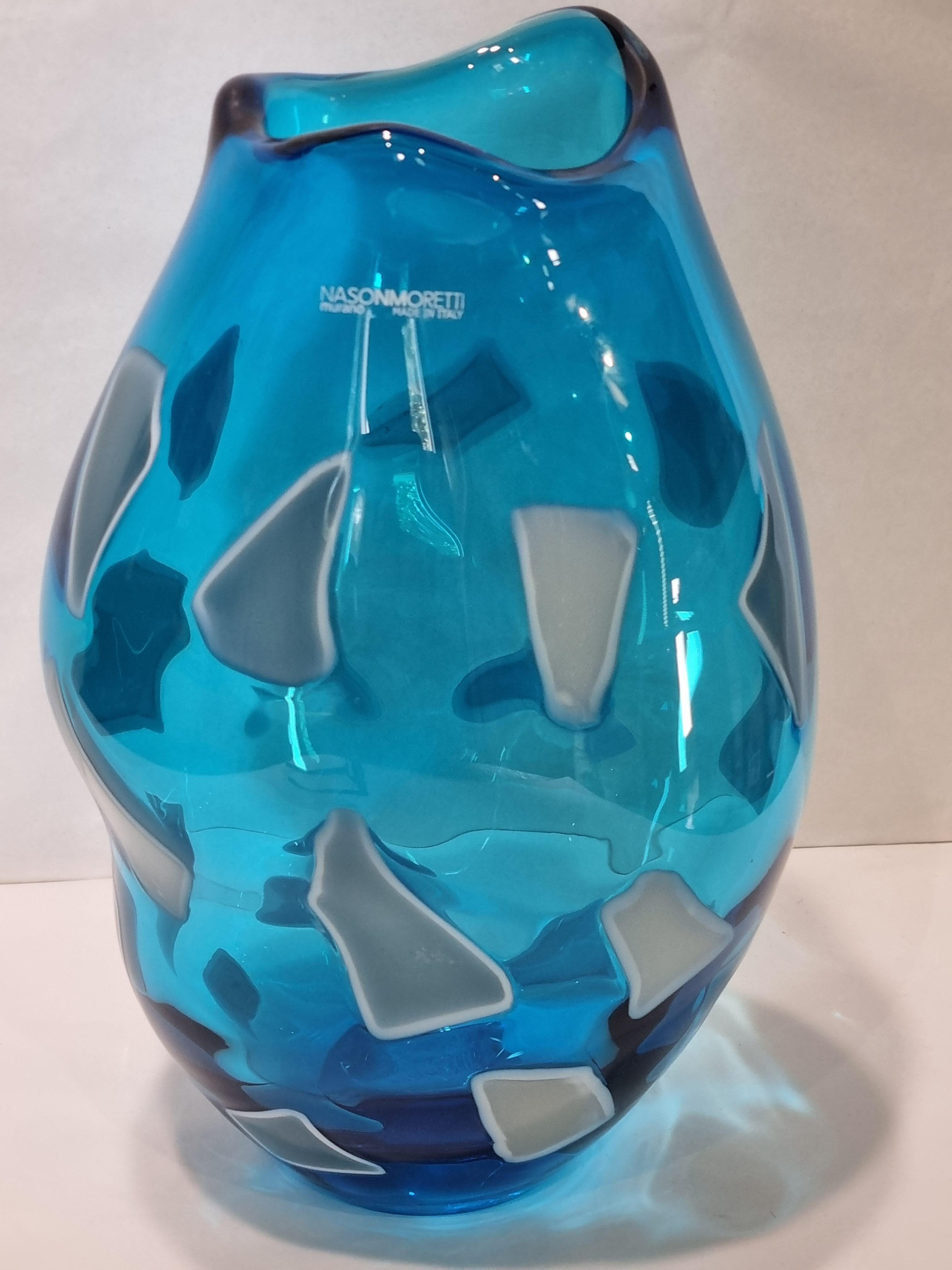 Moderne Vase Balkani en verre de Murano soufflé du 21e siècle de NasonMoretti, Italie, 2023 en vente