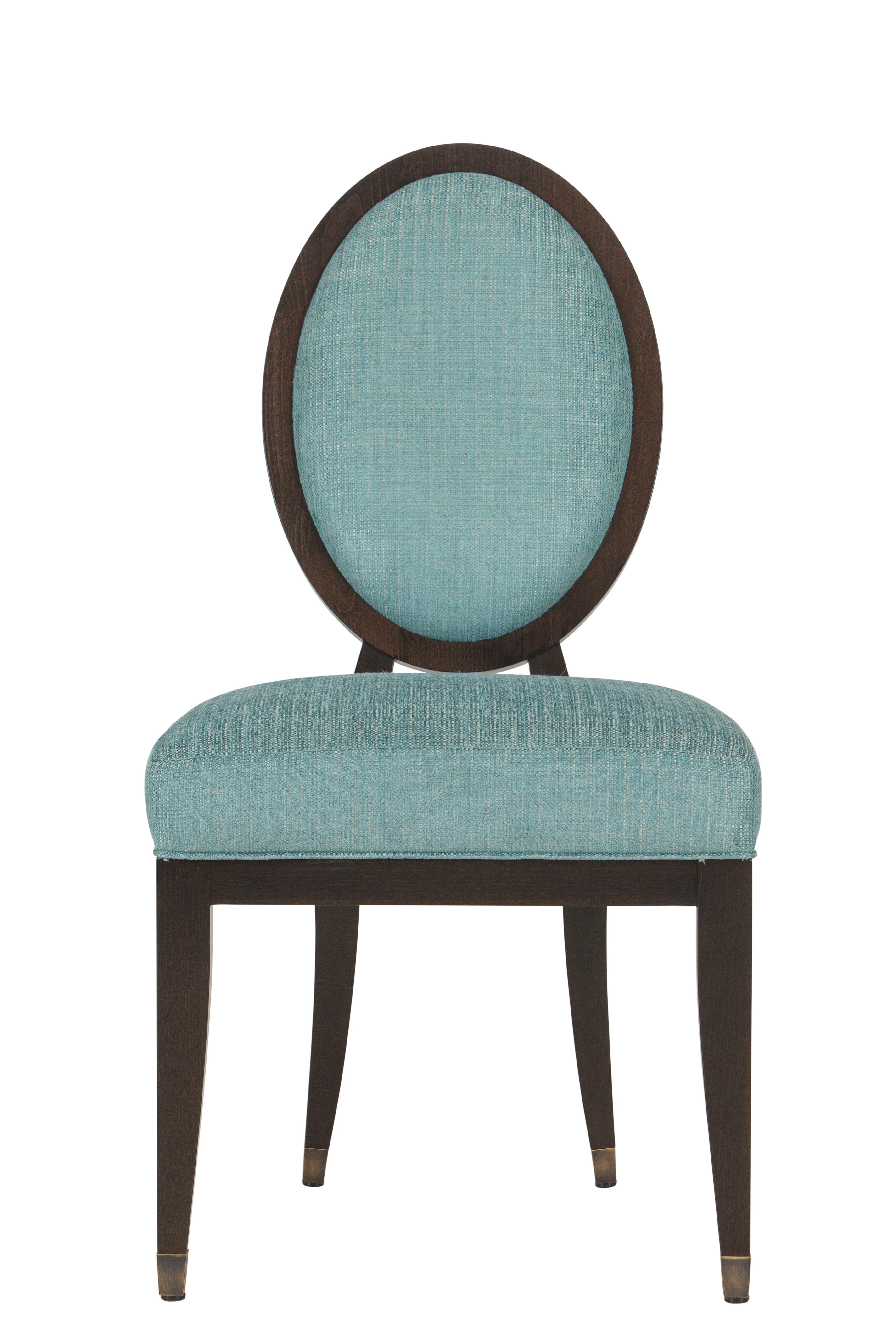 Modern Dining Chairs Ellipse Upholstered Blue Handmade Portugal by Greenapple For Sale