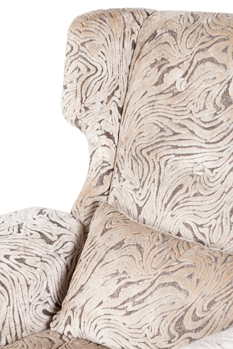 Velvet 21st Century Neoclassical Genebra Armchair Handcrafted in Portugal by Greenapple For Sale