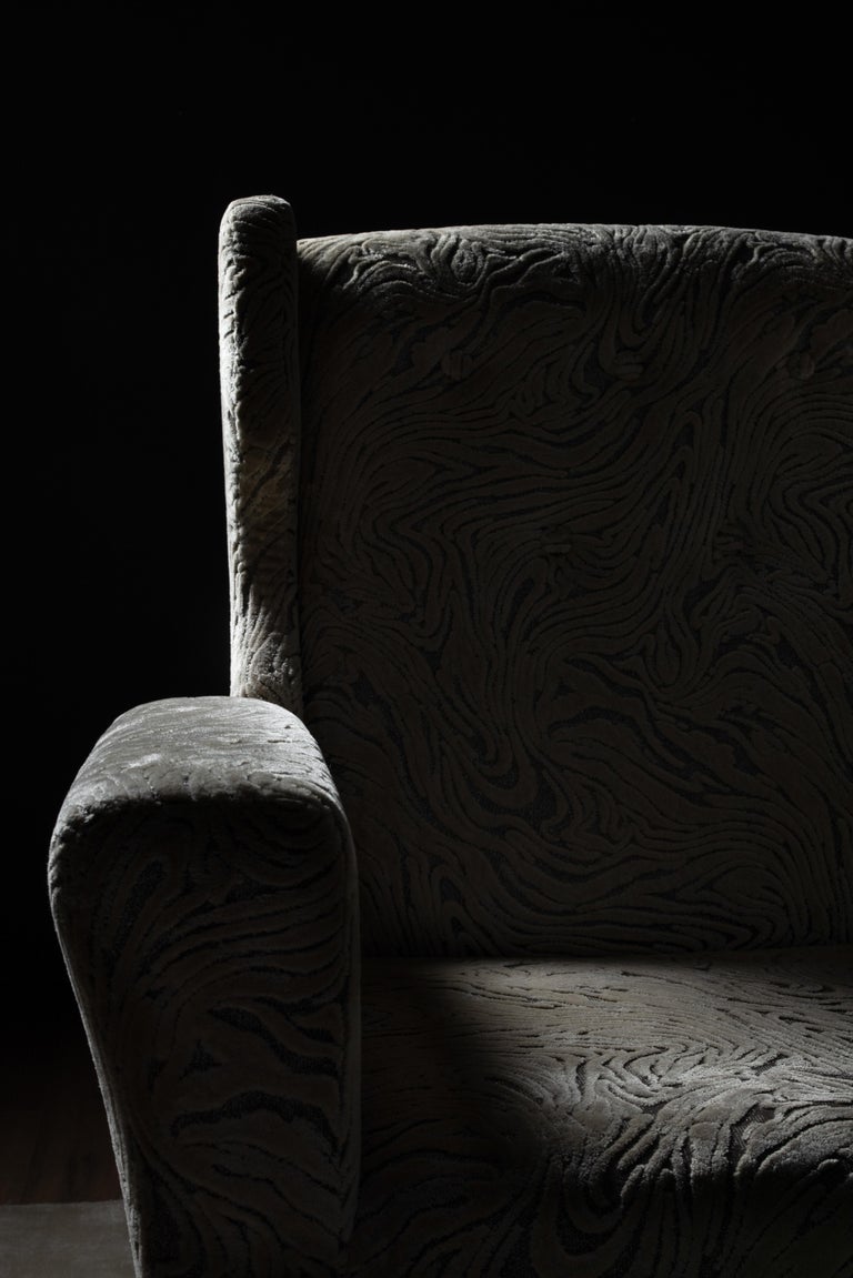Greenapple Armchair, Genebra Armchair, Beige Jacquard, Handmade in Portugal For Sale 2