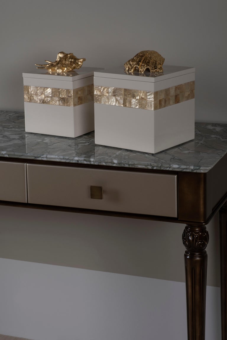Brass Greenapple Console, Qatar Console, Marble Top, Handmade in Portugal For Sale