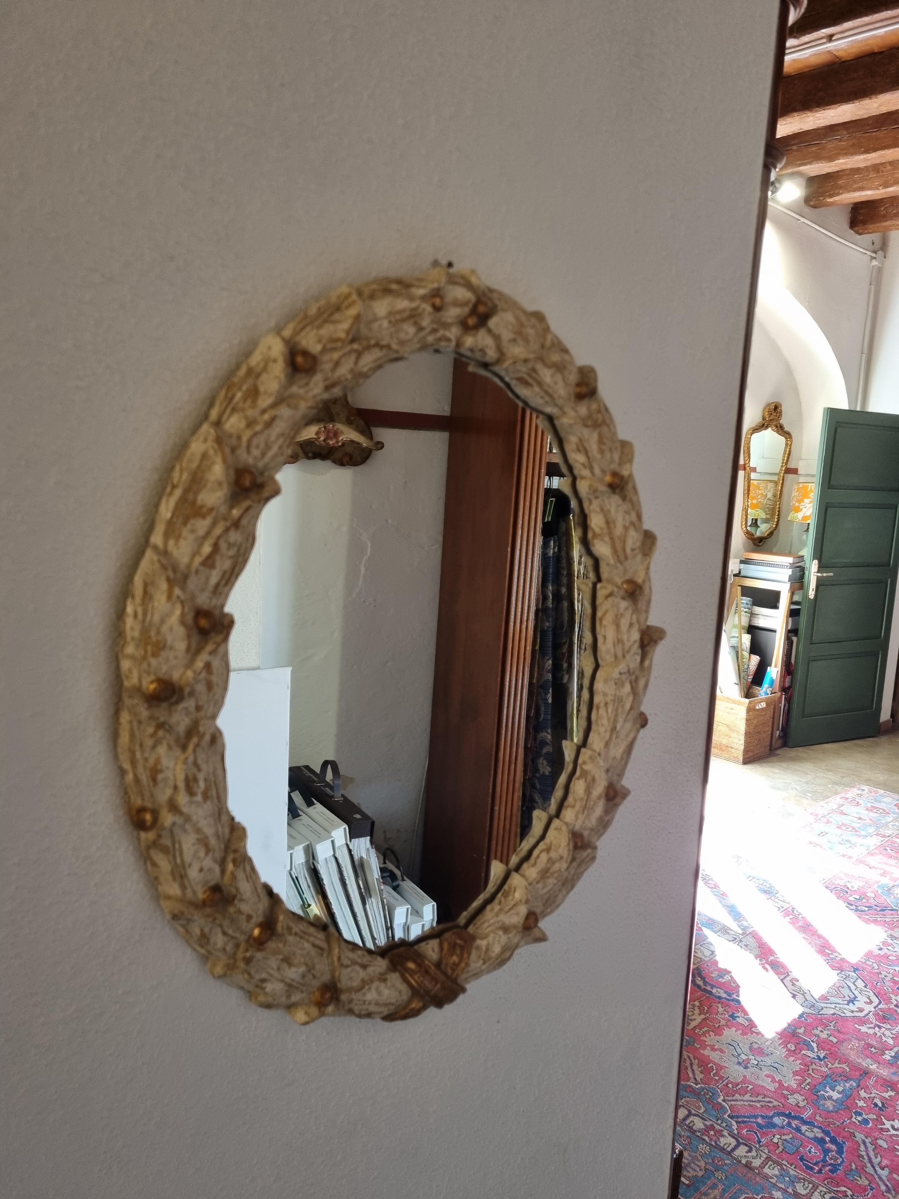 21st Century Neoclassical Style Italian Hand-Carved and Hand-Painted Mirror For Sale 2