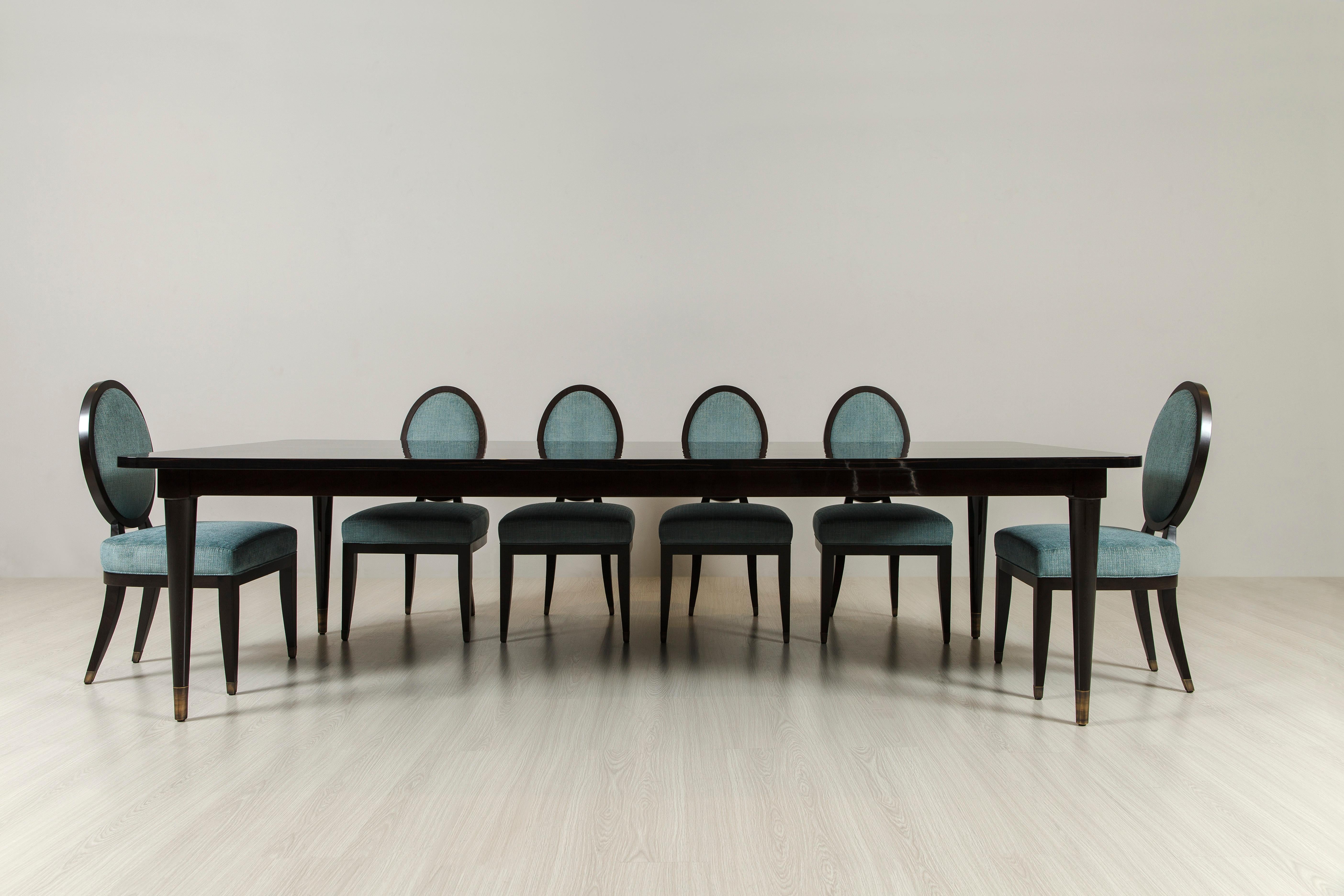 Moderne Table de salle à manger Art Déco Villa en ébène de Macassar fabriquée à la main au Portugal par Greenapple en vente