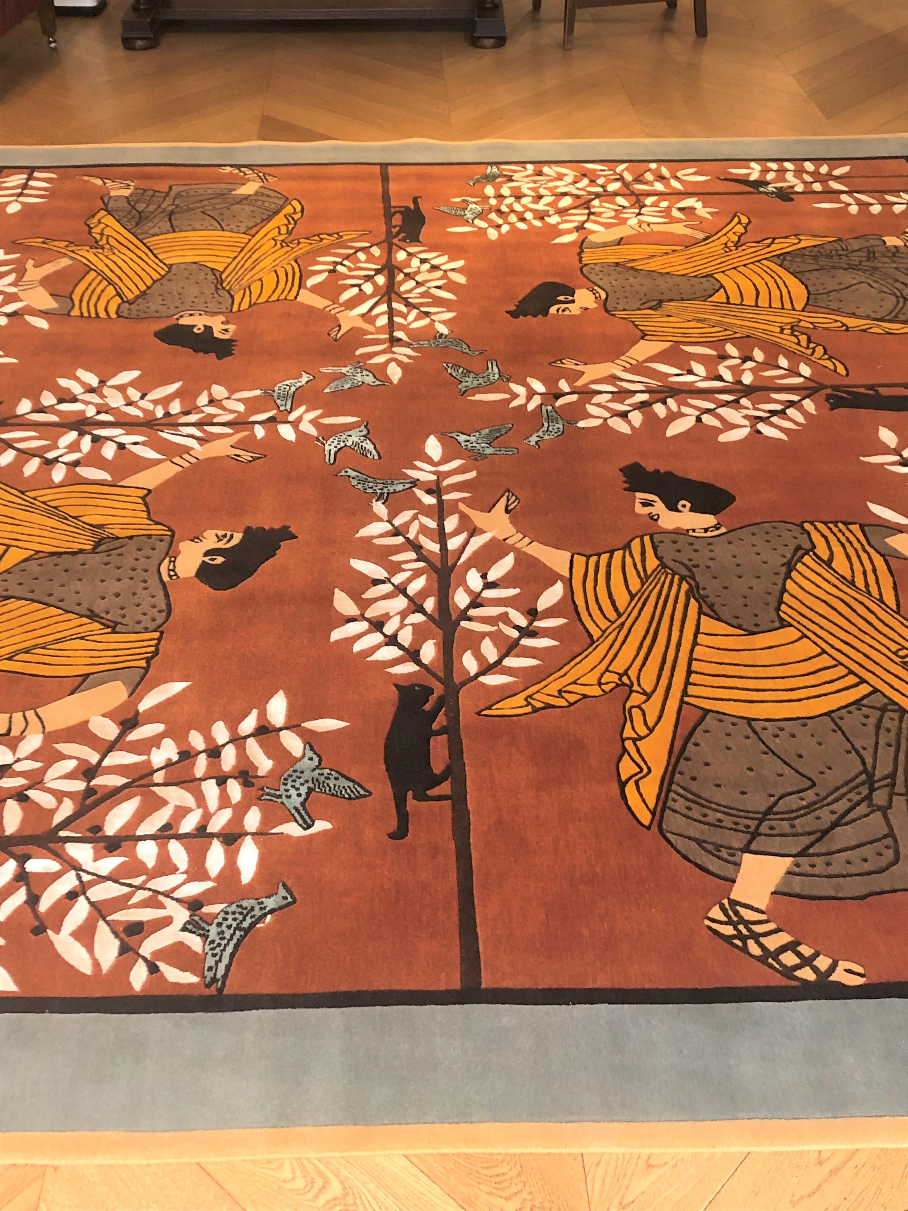 Nepal, handgefertigter Teppich des 21. Jahrhunderts von Linde Burkhardt „Dalle Gioie degli Etruschi“ (Nepalesisch) im Angebot