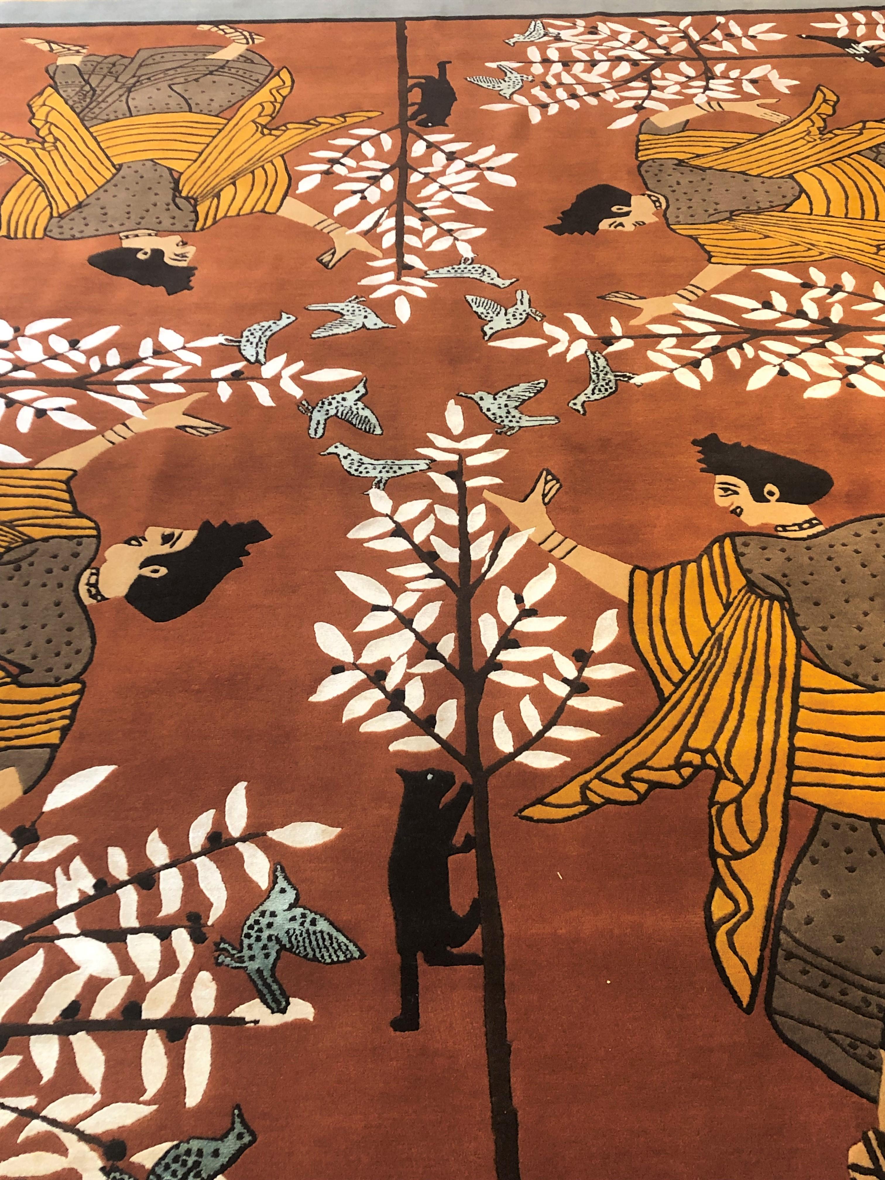 Nepal, handgefertigter Teppich des 21. Jahrhunderts von Linde Burkhardt „Dalle Gioie degli Etruschi“ im Zustand „Neu“ im Angebot in Firenze, IT
