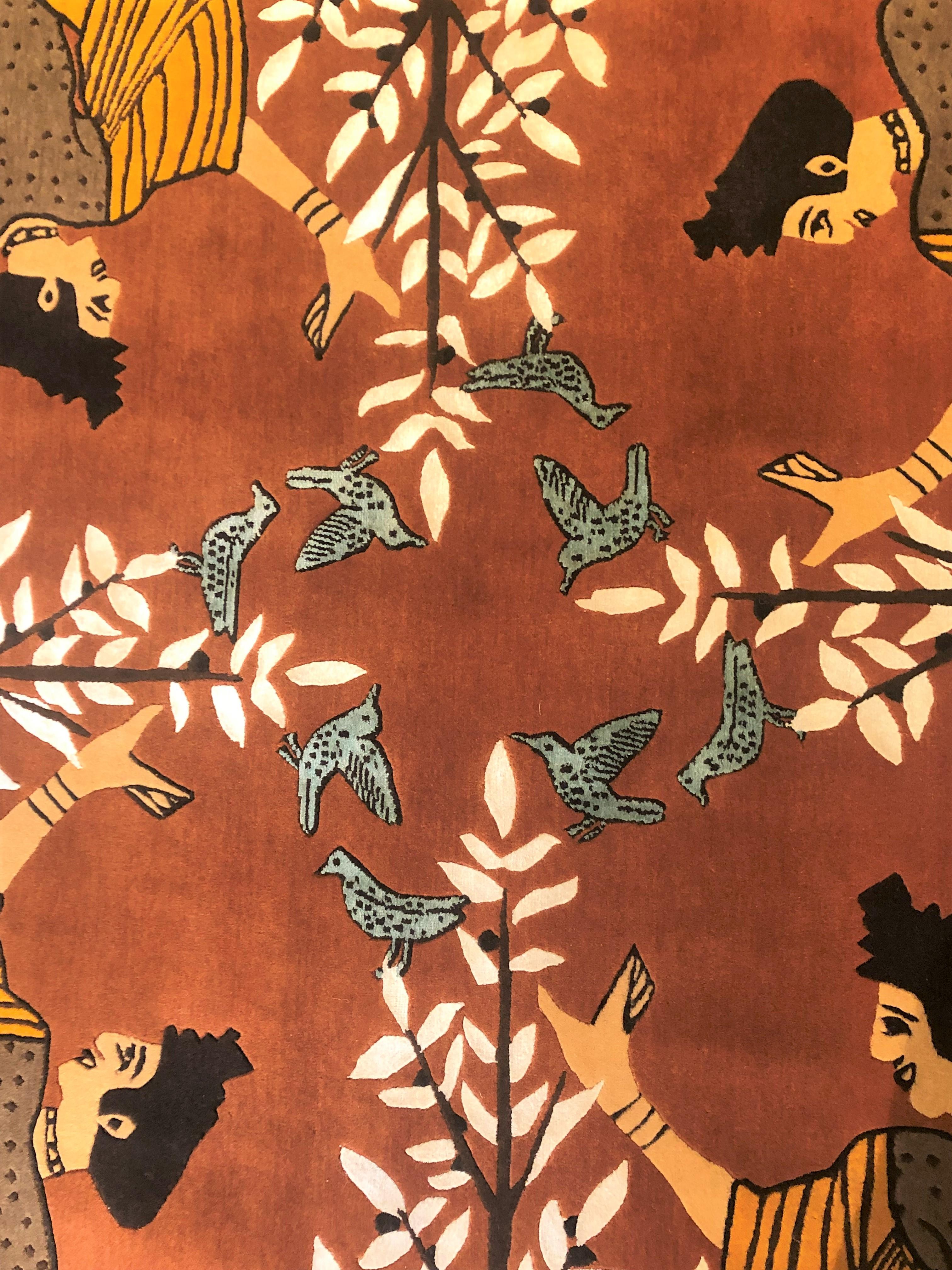 Nepal, handgefertigter Teppich des 21. Jahrhunderts von Linde Burkhardt „Dalle Gioie degli Etruschi“ (21. Jahrhundert und zeitgenössisch) im Angebot
