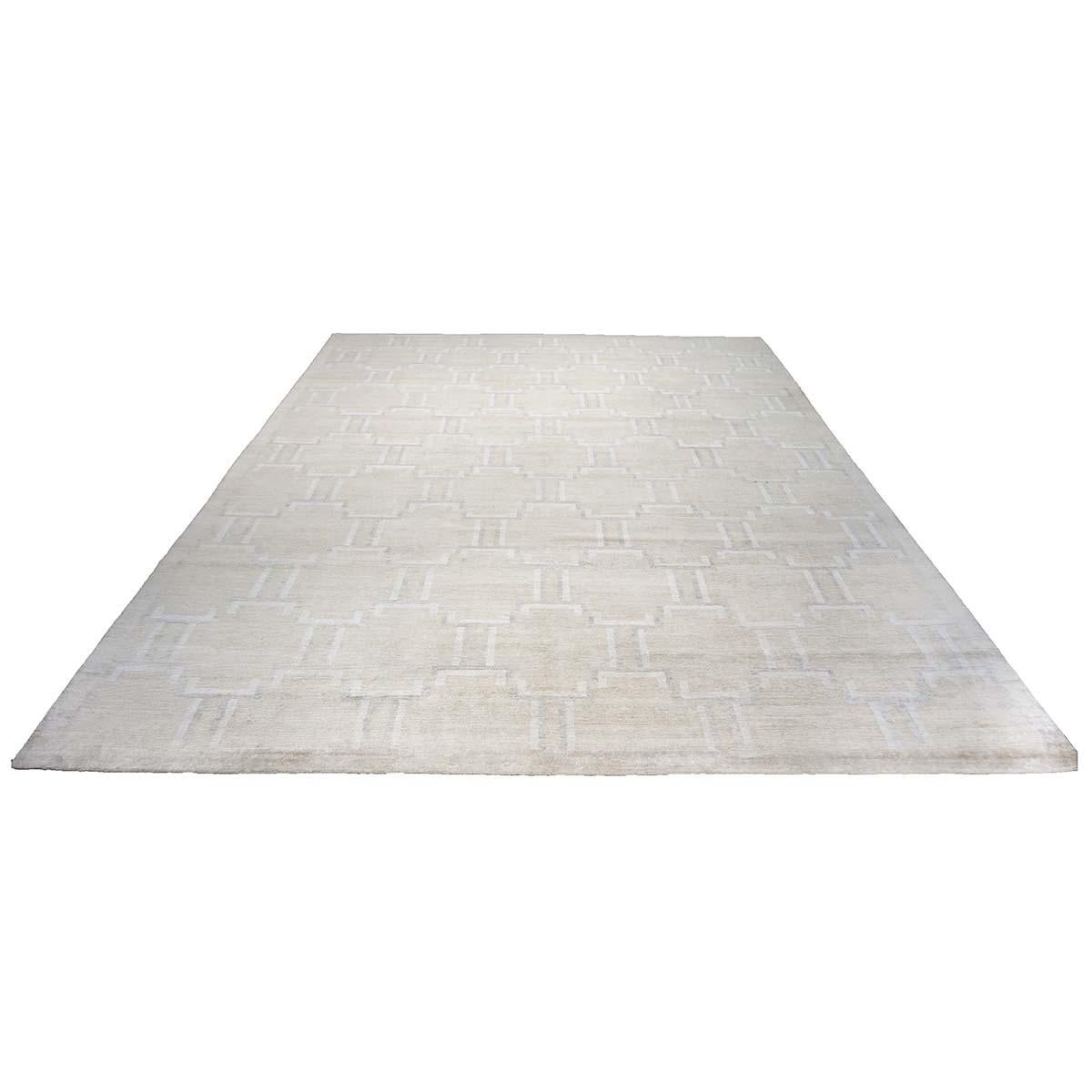 Ashly Fine Rugs presents a New Modern Inspired wool & silk 12x15 Beige, Ivory, & Grey Handmade Area Rug with lustrous shiny fibers and a thick durable pile. This gorgeous collection has been designed by our in-house designer and was 100% handmade by
