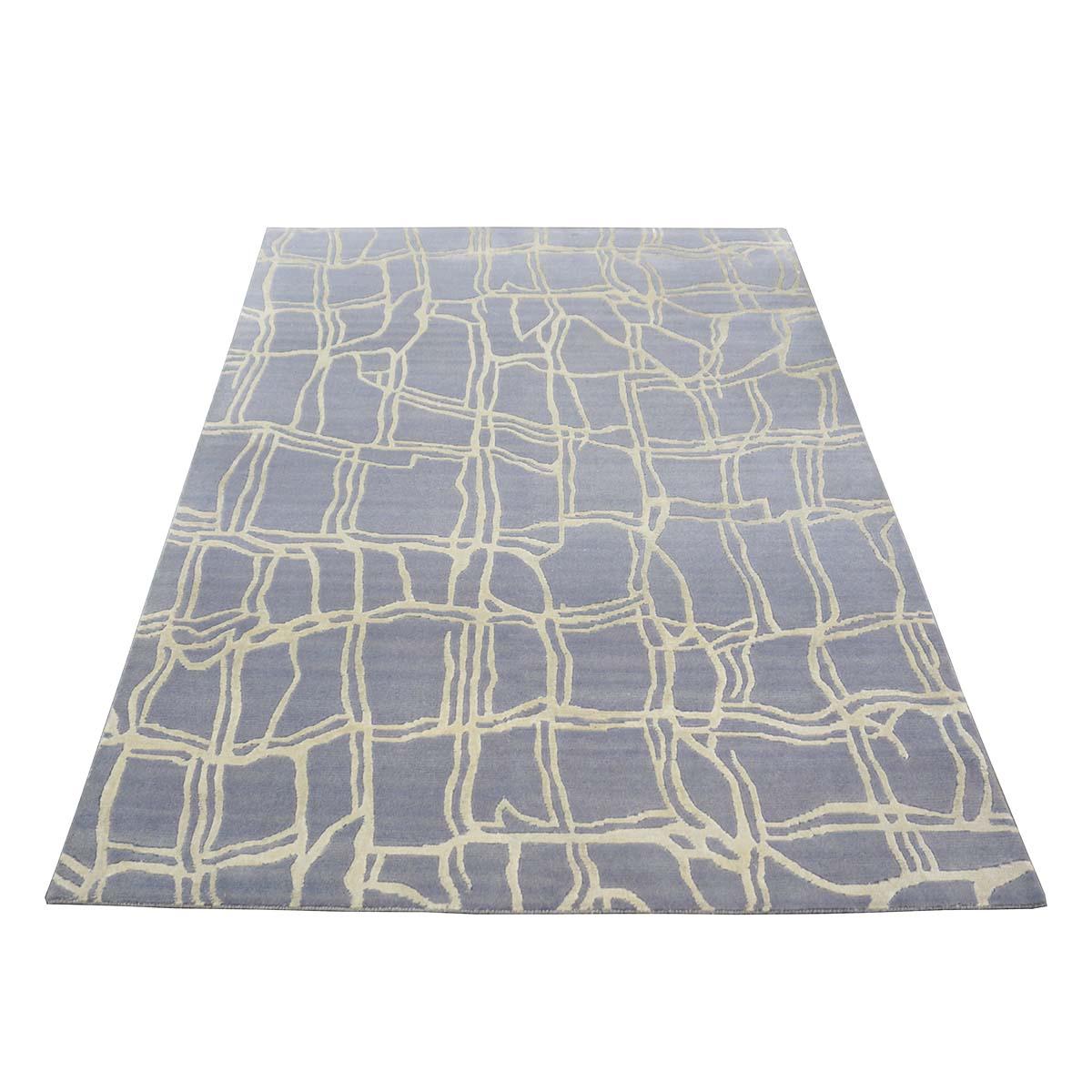  Ashly Fine Rugs presents a New Modern Inspired wool & silk 4x6 Slate Blue & Light Grey Handmade Area Rug with lustrous shiny fibers and a thick durable pile. This gorgeous collection has been designed by our in-house designer and was 100% handmade