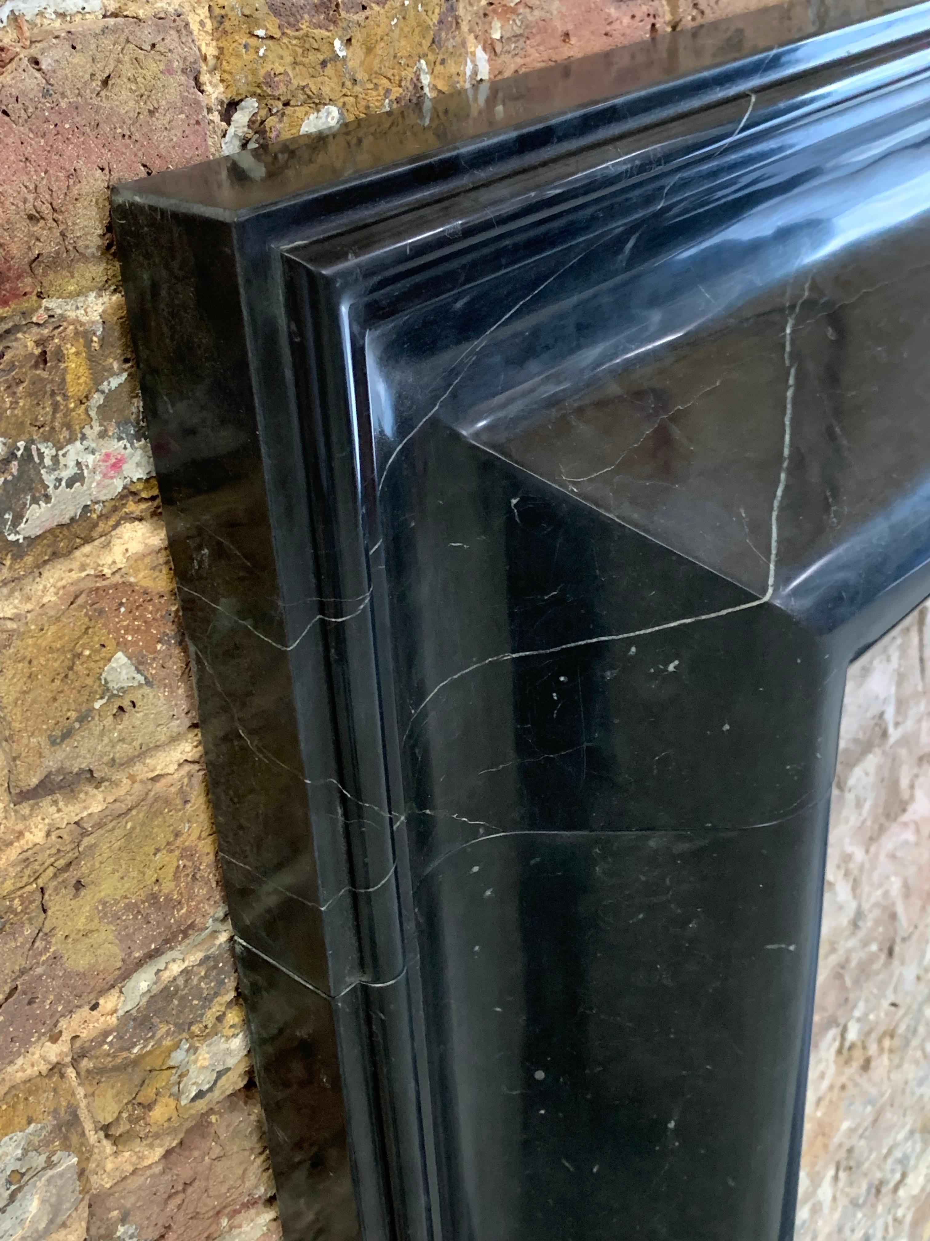 21st Century Nero Marquina Marble Bolection Fireplace 4