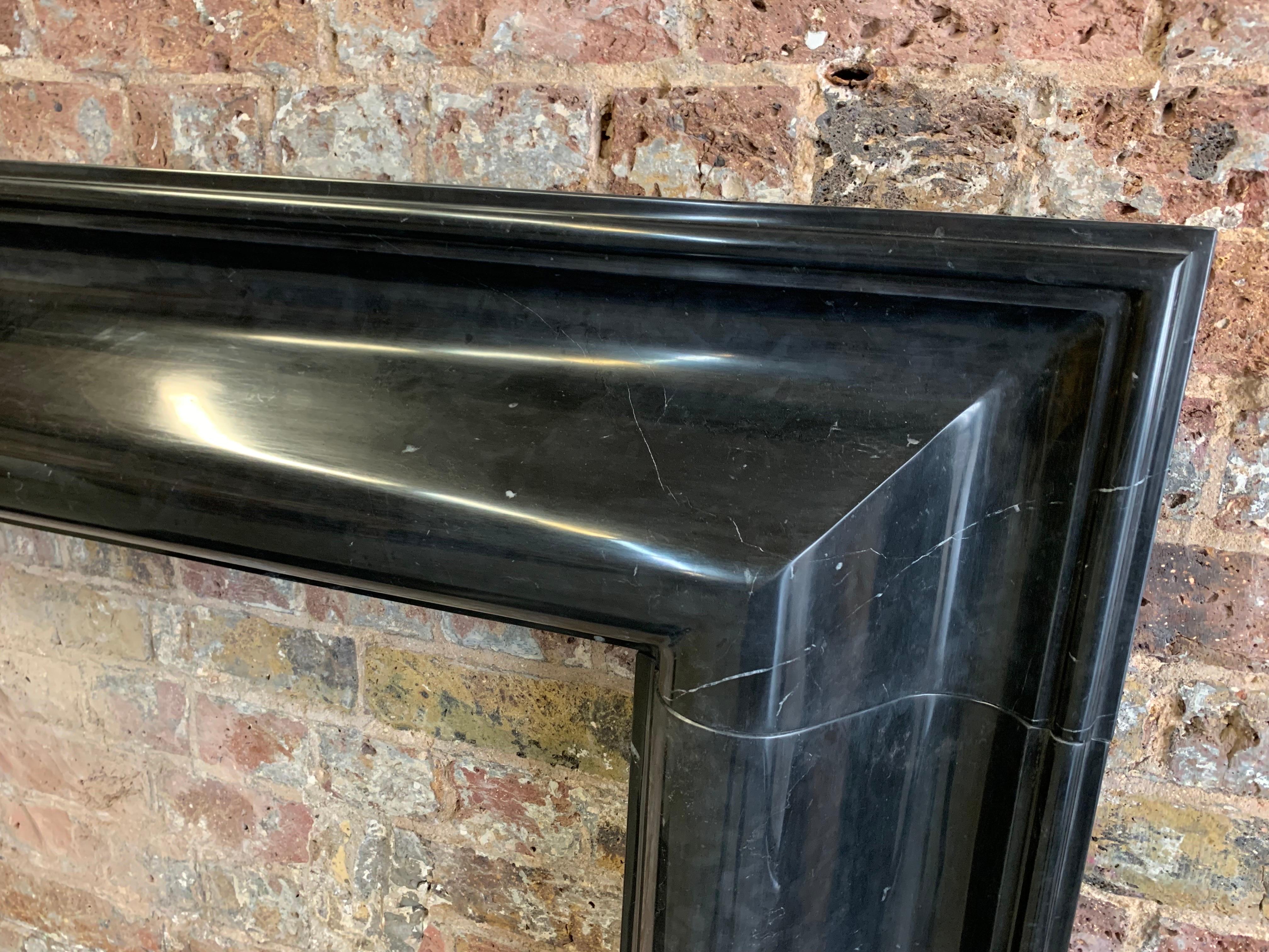 21st Century Nero Marquina Marble Bolection Fireplace 5