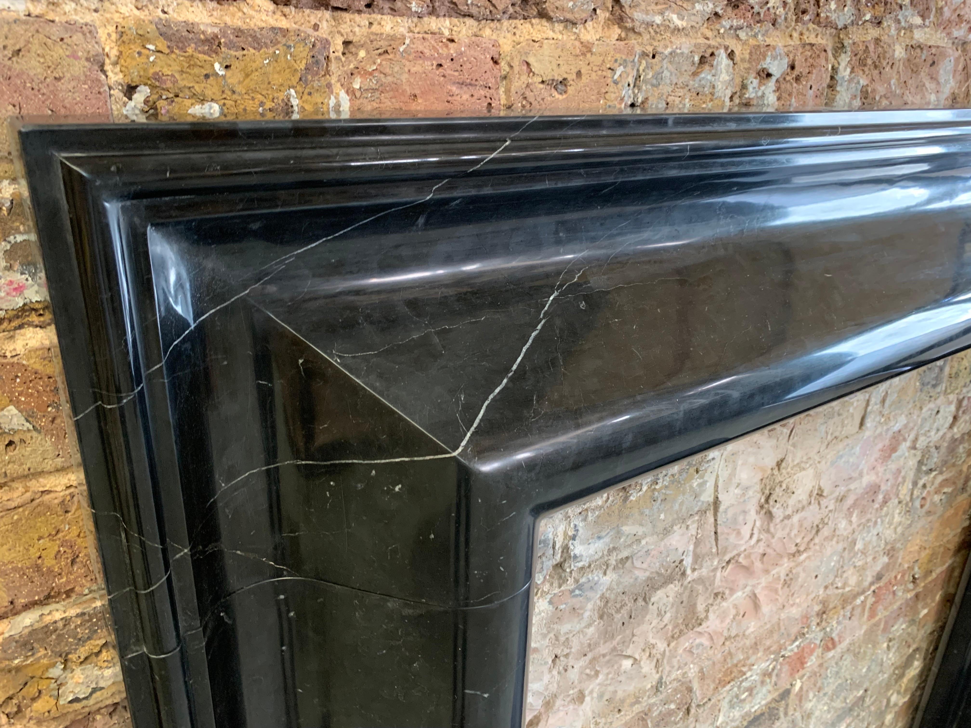 21st Century Nero Marquina Marble Bolection Fireplace 6