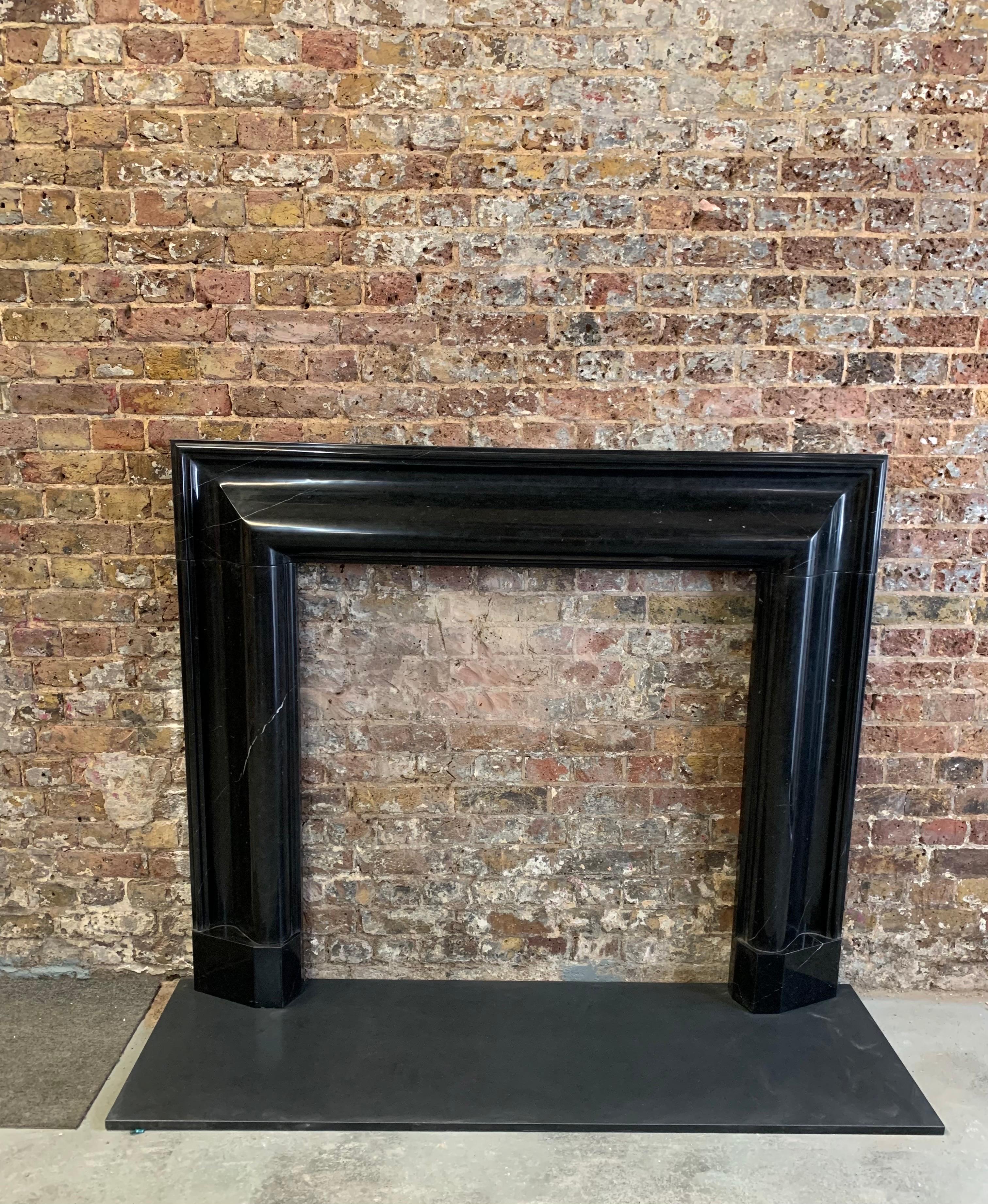 21st Century Nero Marquina Marble Bolection Fireplace 12