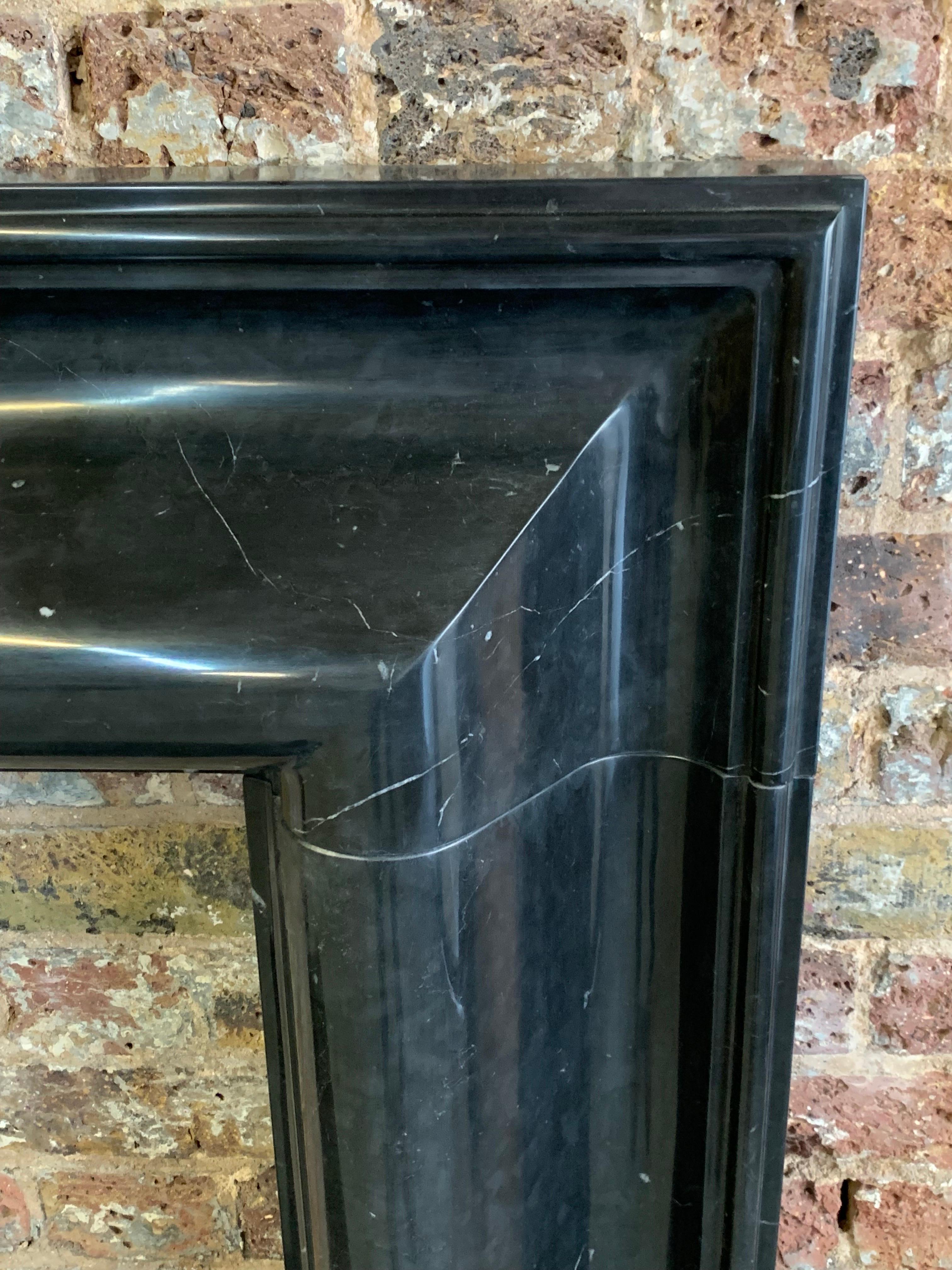 Georgian 21st Century Nero Marquina Marble Bolection Fireplace