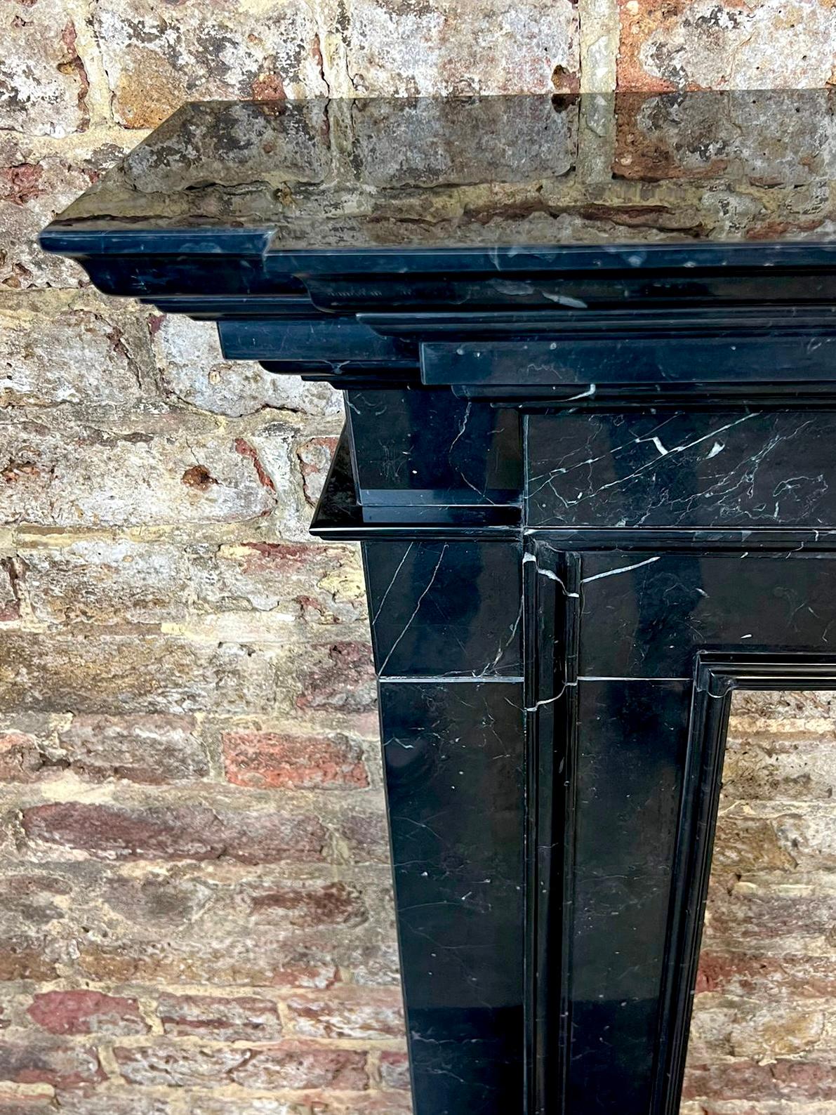 21st Century Nero Marquina Marble Fireplace Mantelpiece For Sale at 1stDibs