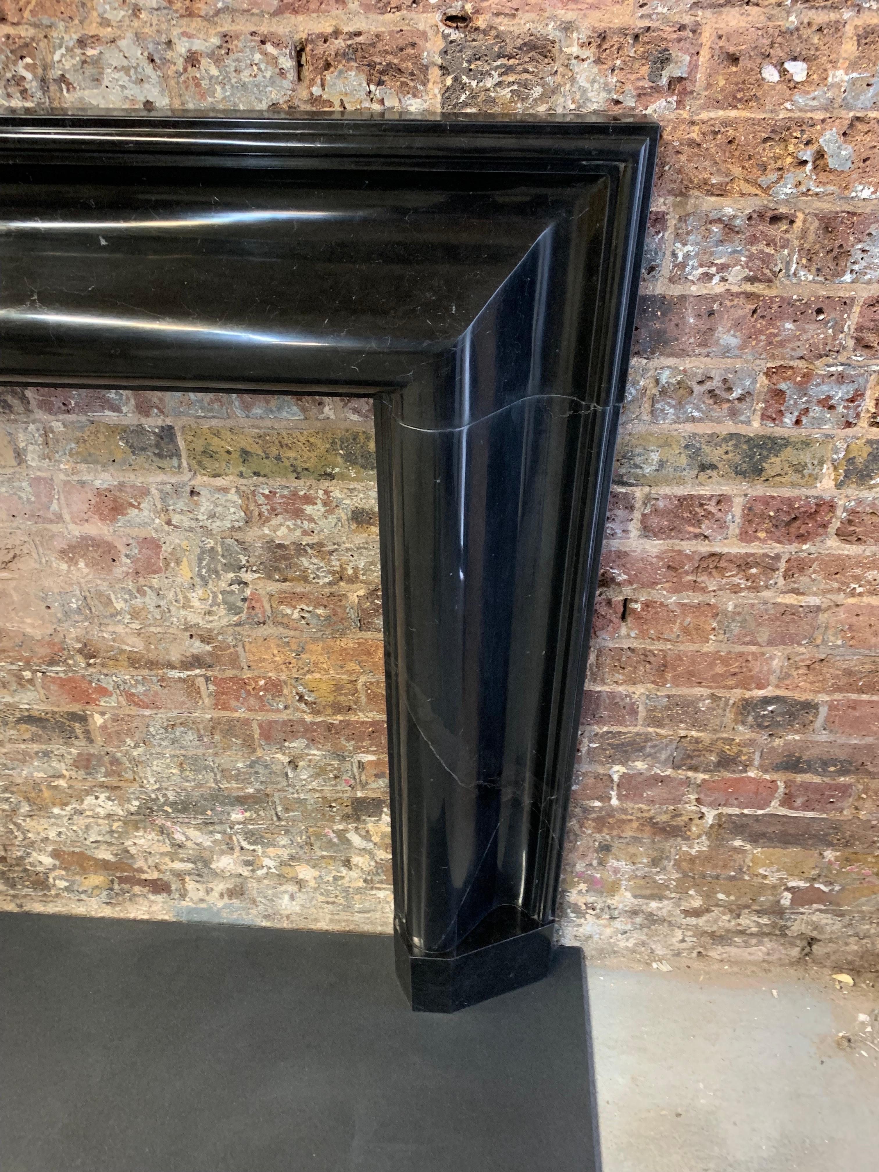 21st Century Nero Marquina Marble Fireplace Mantlepiece For Sale 3