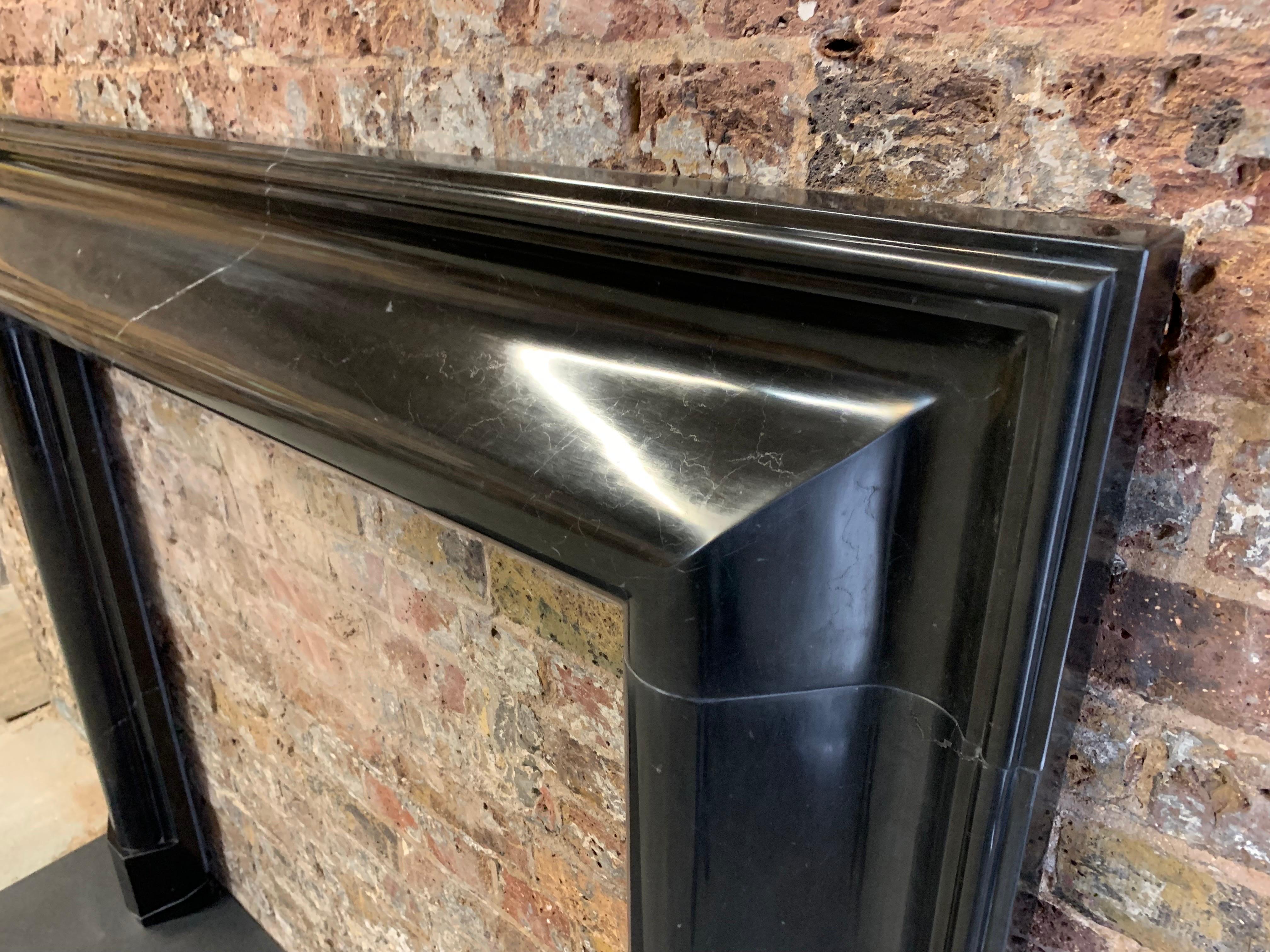 21st Century Nero Marquina Marble Fireplace Mantlepiece For Sale 8