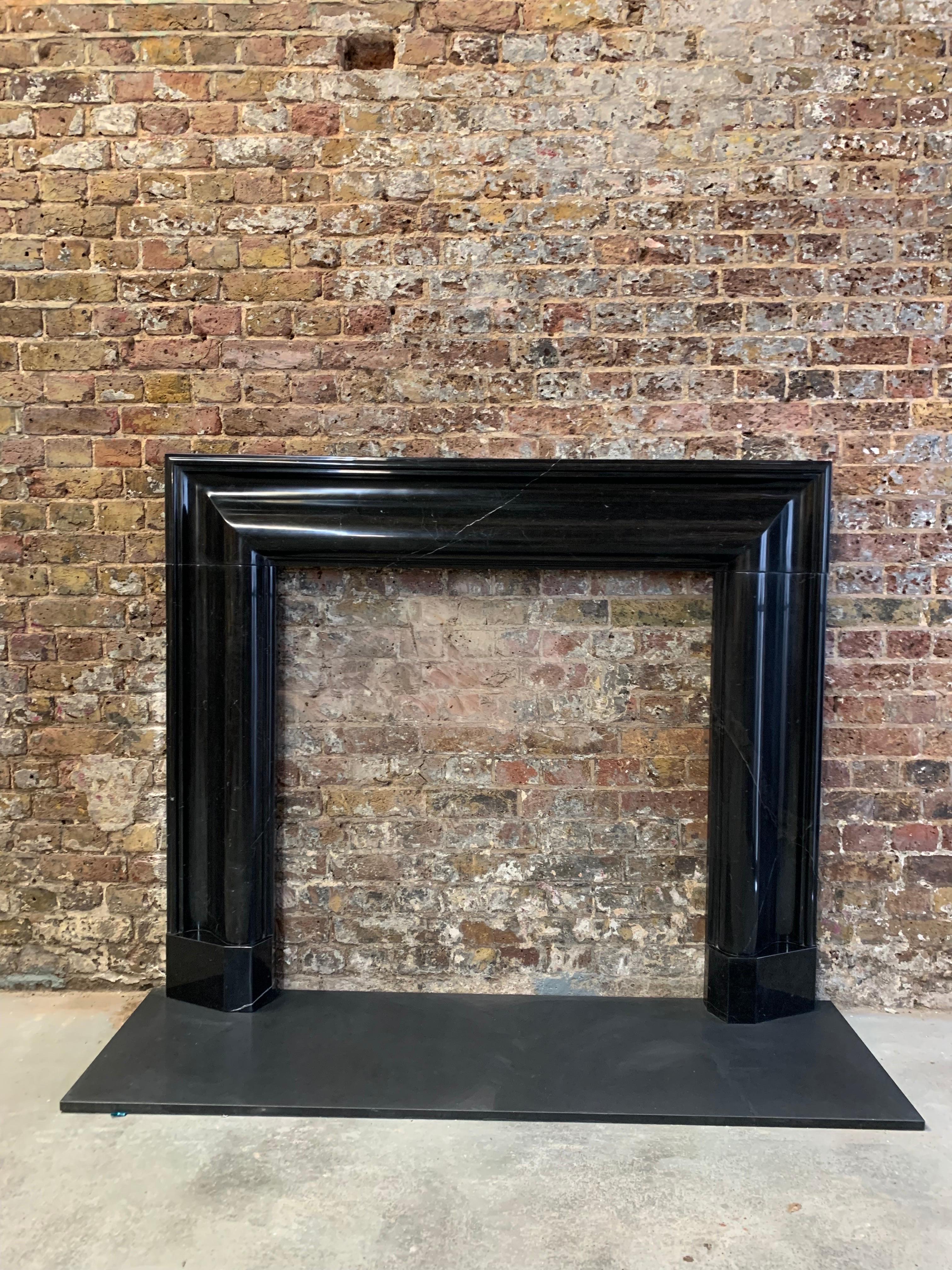 Georgian 21st Century Nero Marquina Marble Fireplace Mantlepiece For Sale