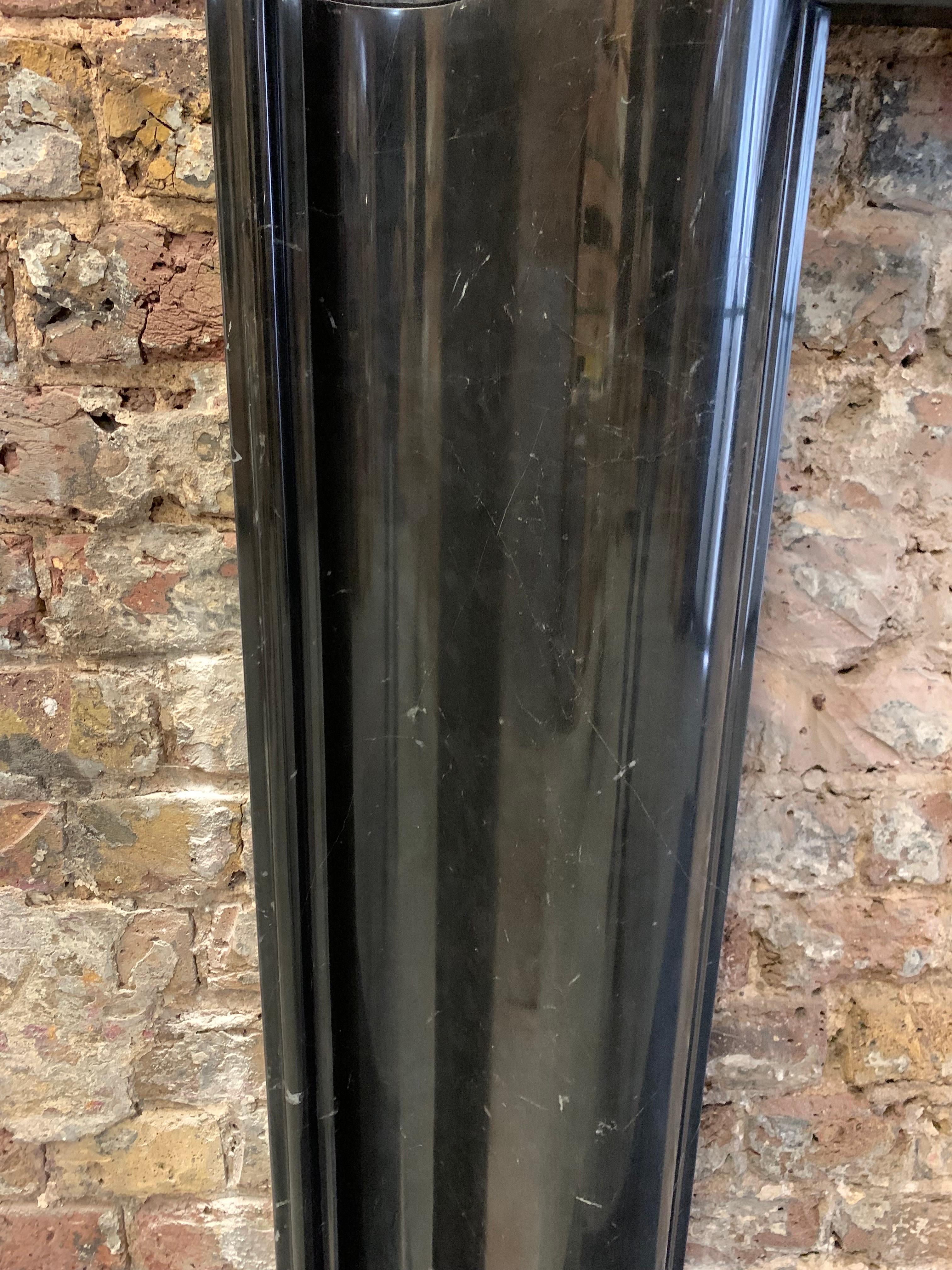 Contemporary 21st Century Nero Marquina Marble Fireplace Mantlepiece
