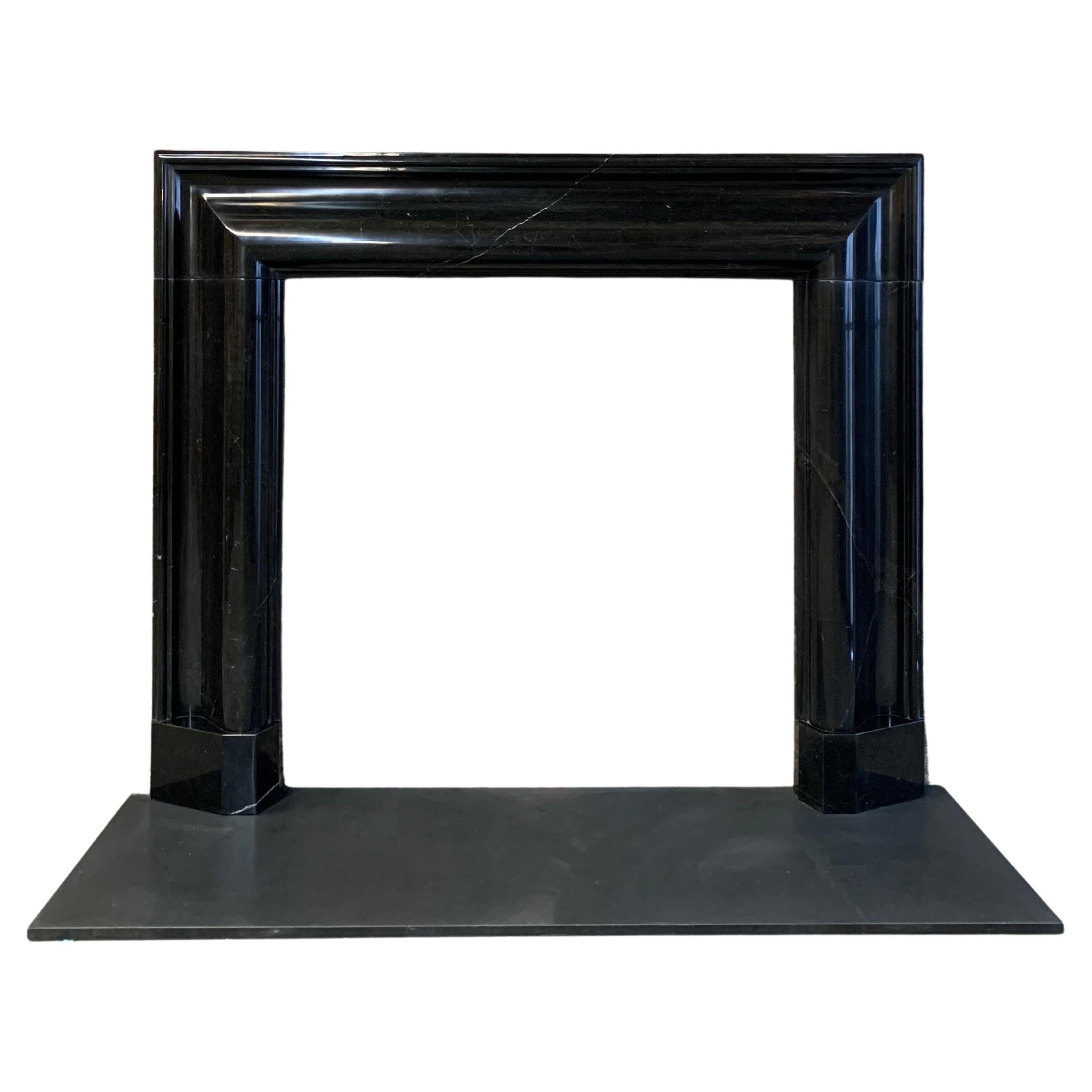 21st Century Nero Marquina Marble Fireplace Mantlepiece For Sale