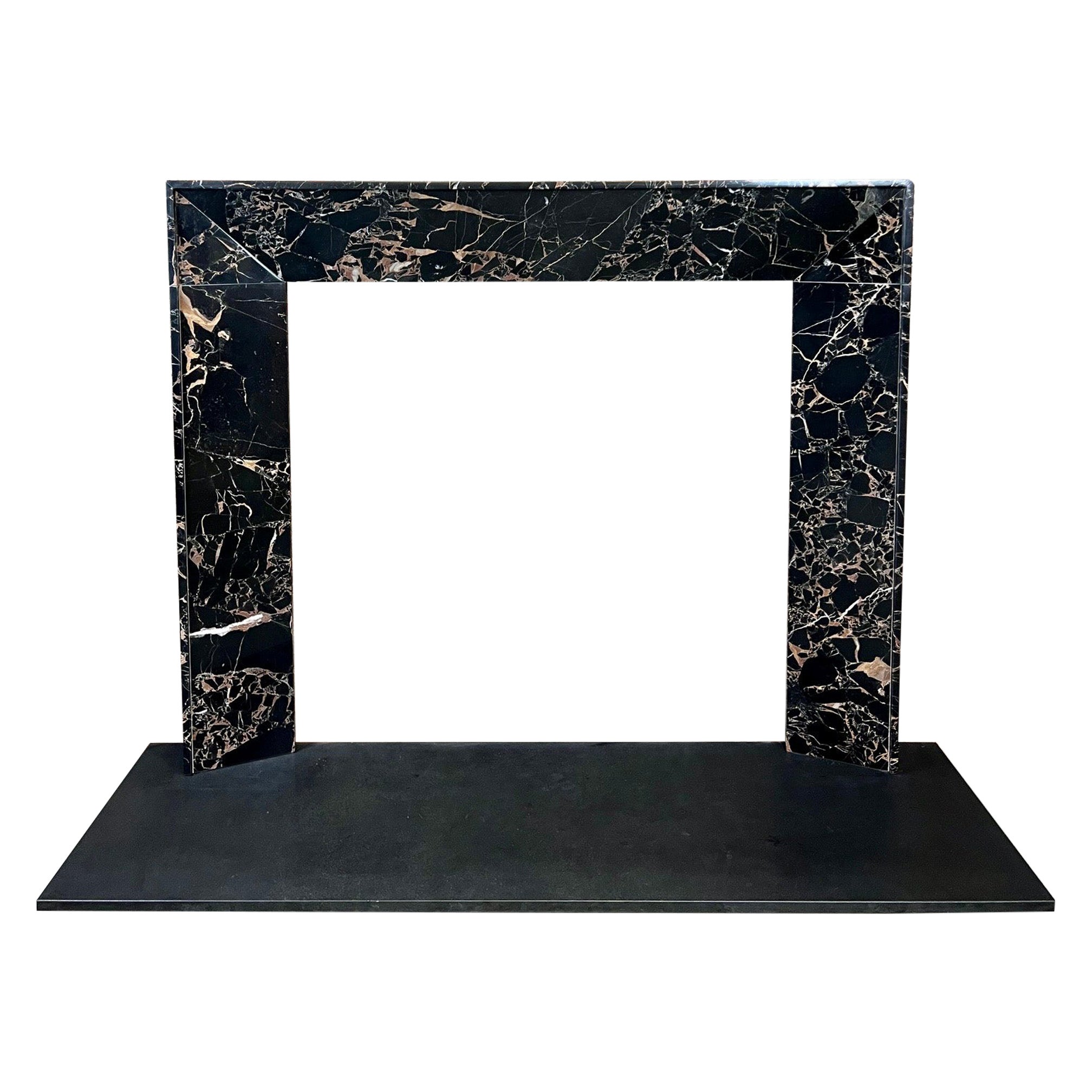 21st Century Nero Portoro Marble Fireplace