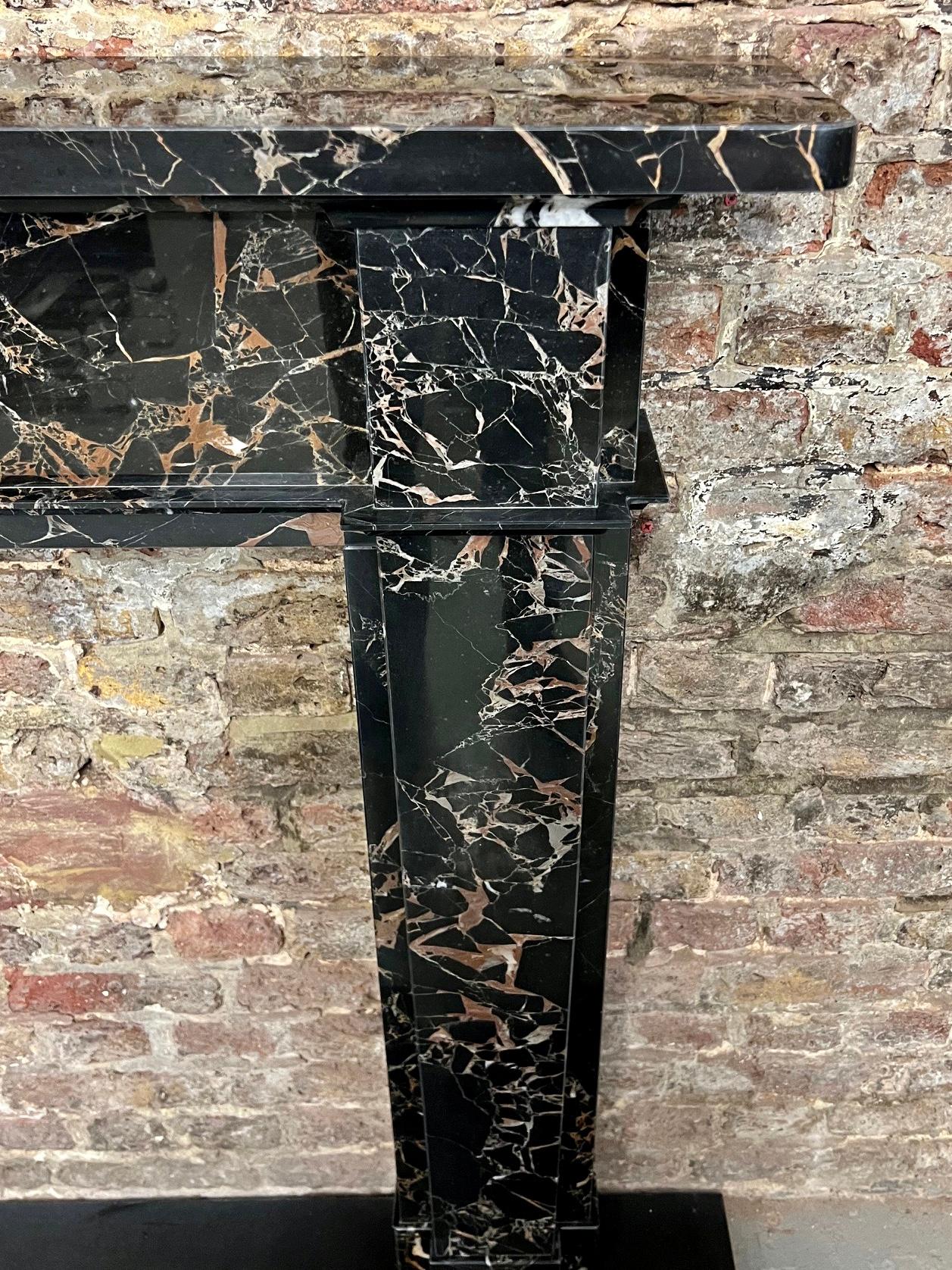 21st Century Nero Portoro Marble Fireplace Mantlepiece 5