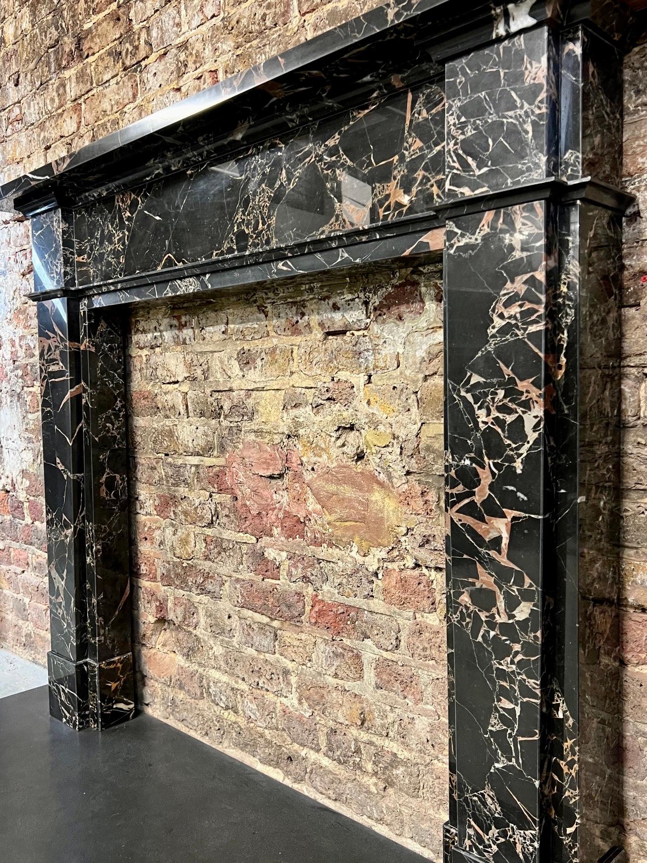 Victorian 21st Century Nero Portoro Marble Fireplace Mantlepiece