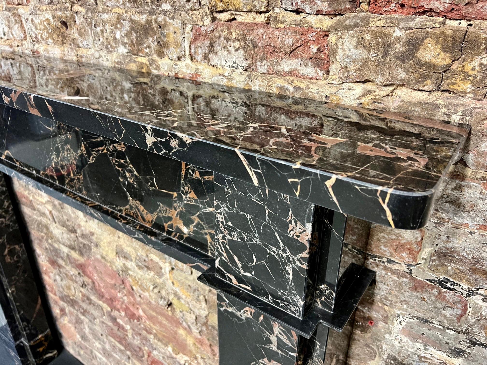 21st Century Nero Portoro Marble Fireplace Mantlepiece 1