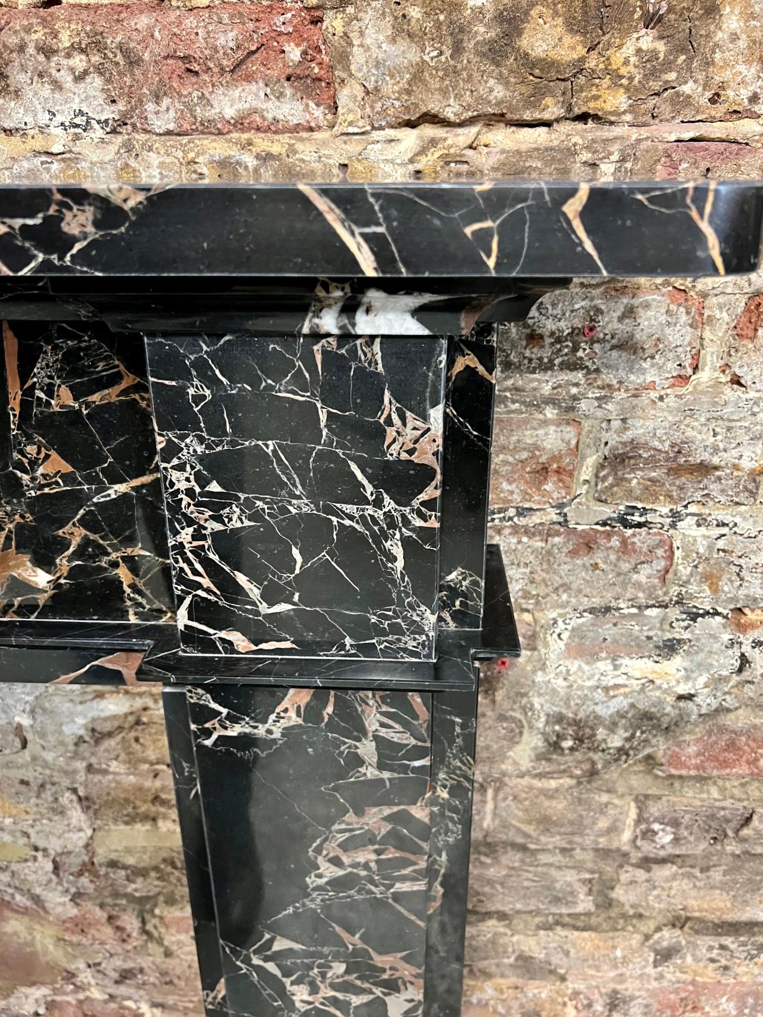 21st Century Nero Portoro Marble Fireplace Mantlepiece 2