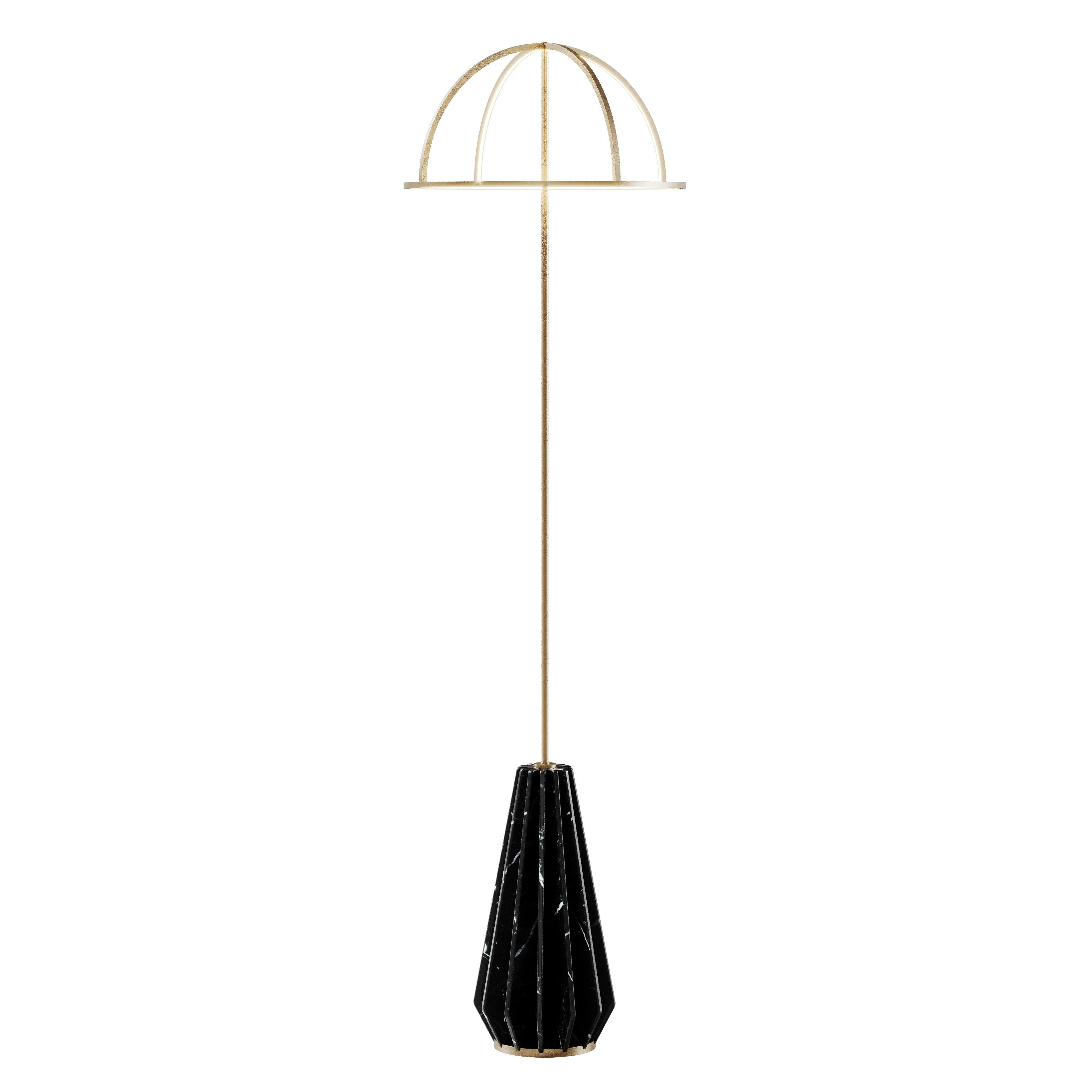 Contemporary 21st Century Nevada Floor Lamp Marble Brass Led For Sale
