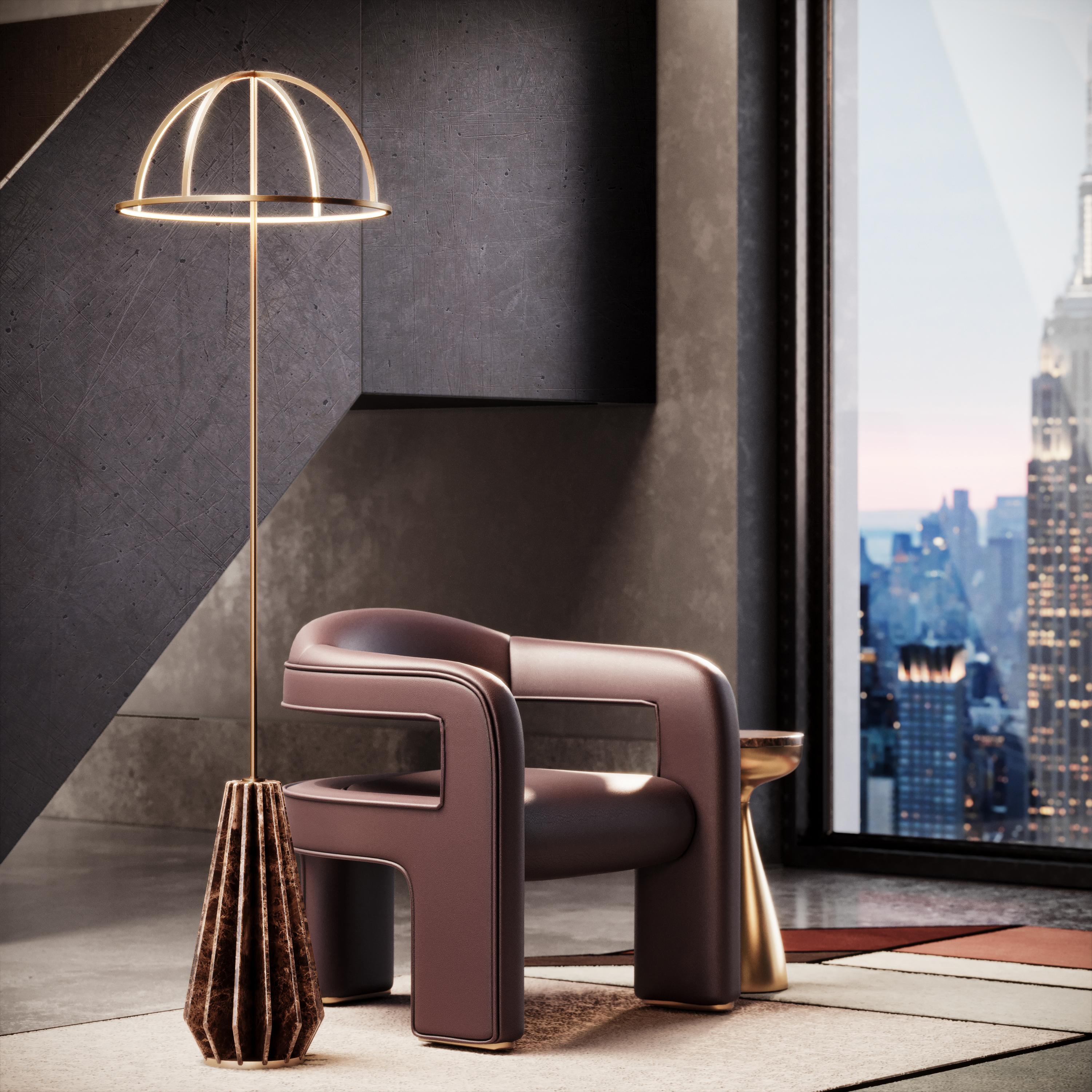 Lampada da terra Nevada del XXI secolo in marmo, ottone e led Made in Portugal di Porus Studio A in vendita 2