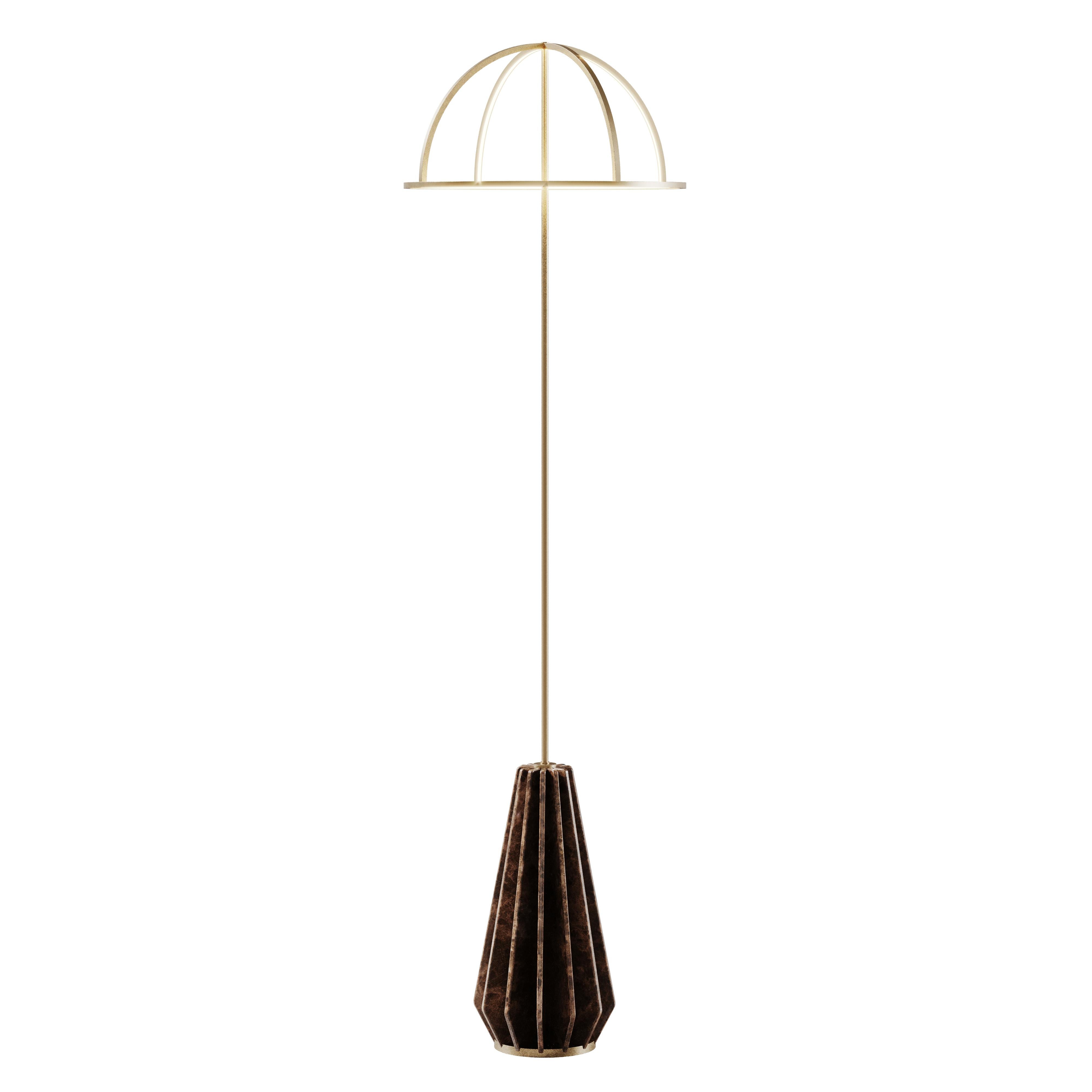 Lampada da terra Nevada del XXI secolo in marmo, ottone e led Made in Portugal di Porus Studio A in vendita 3