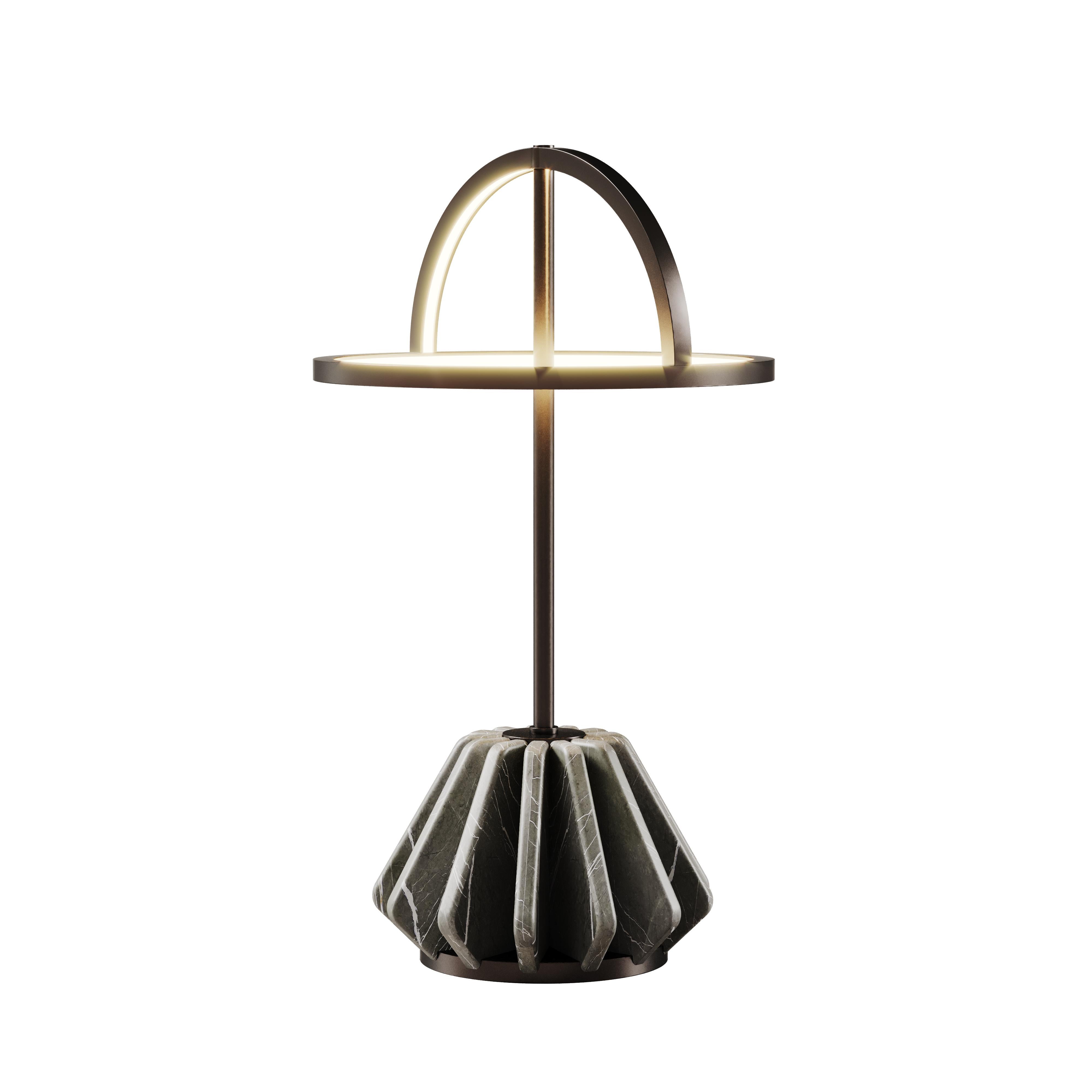 Contemporary 21st Century Nevada I Table Lamp Marble Brass For Sale