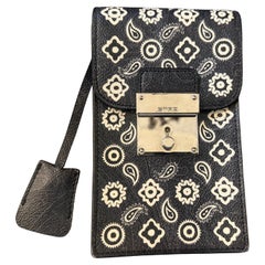 21st Century Never Used Black and White Paisley Leather Belt Phone Case by Etro