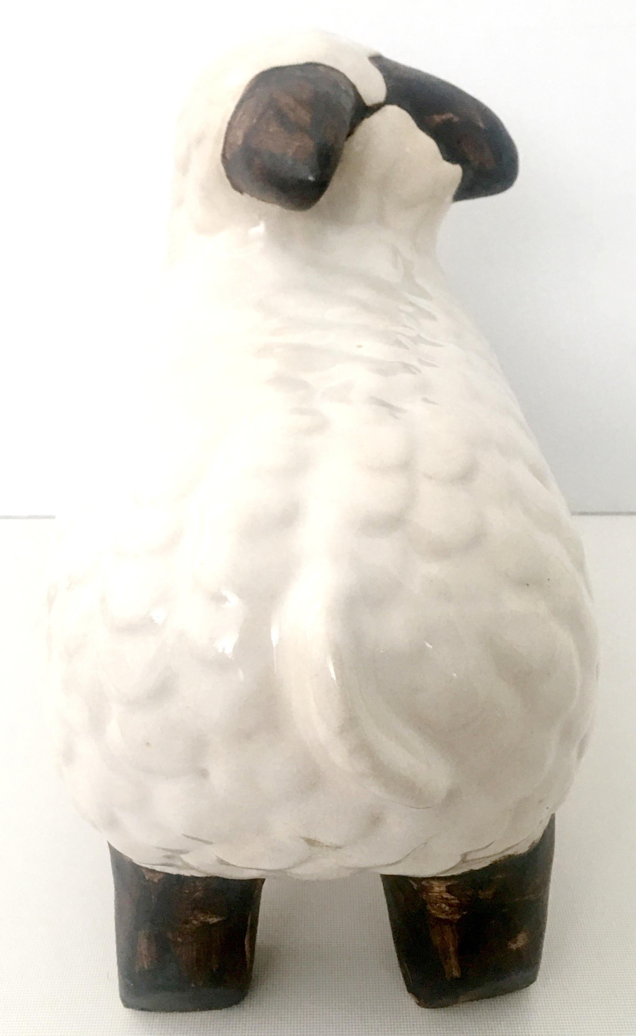 21st Century & New Ceramic Glaze Hand-Painted Lamb Sculpture For Sale 2
