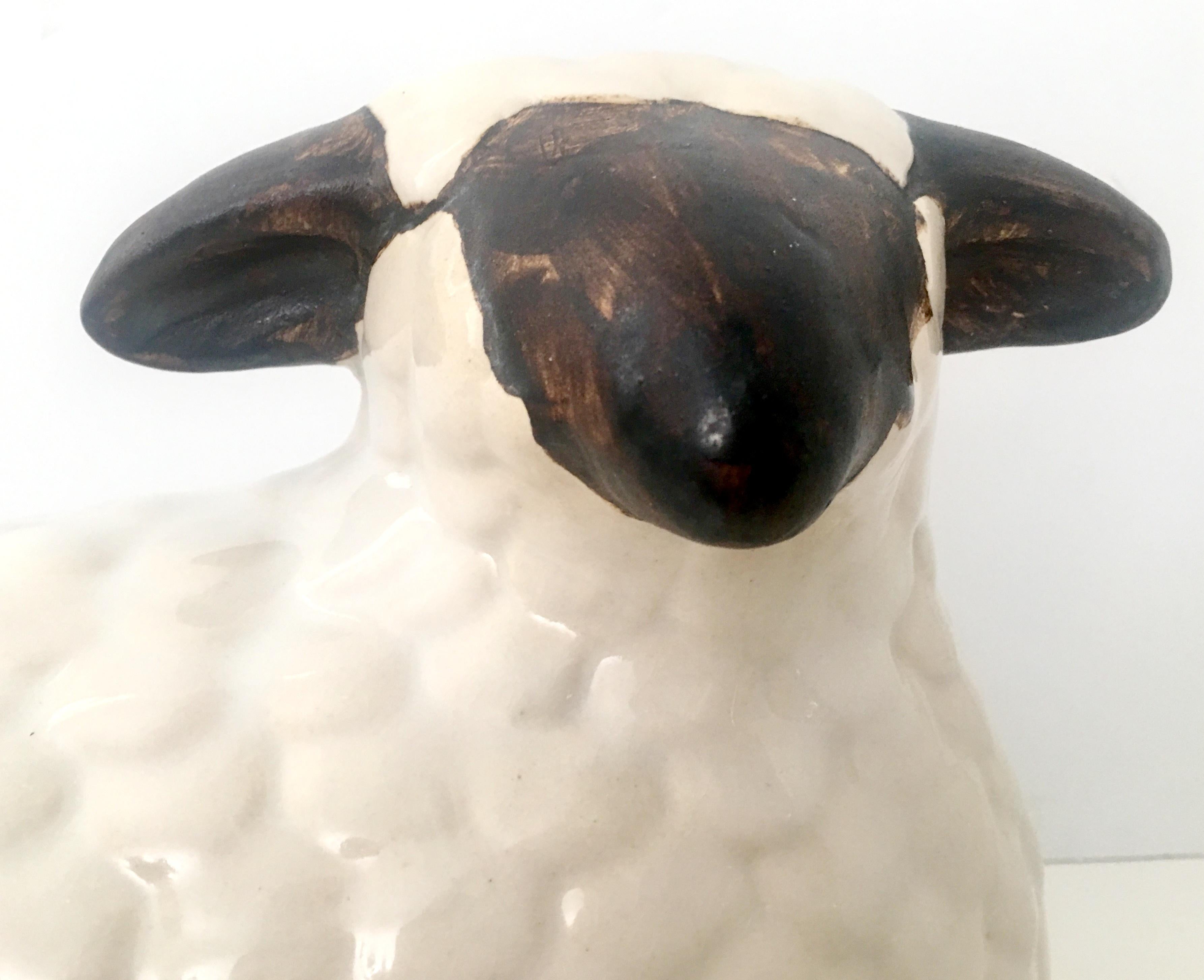 21st Century & New Ceramic Glaze Hand-Painted Lamb Sculpture For Sale 4